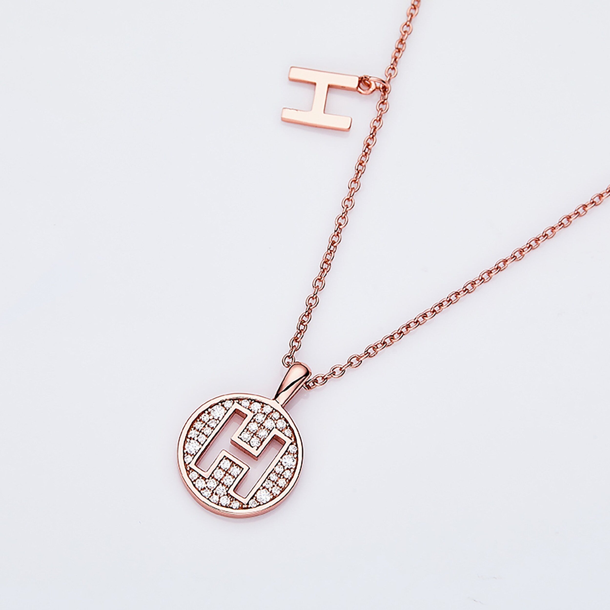 Customized "H" Letter Moissanite Diamond Necklace - Camila Brown