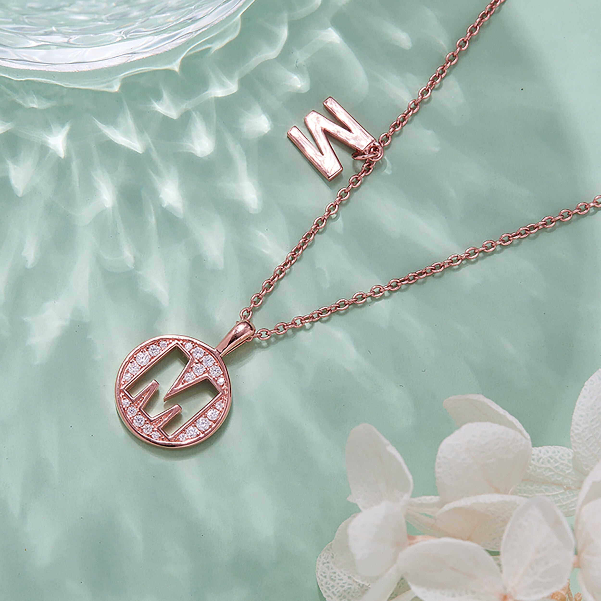 Customized "M" Letter Moissanite Diamond Necklace - Camila Brown