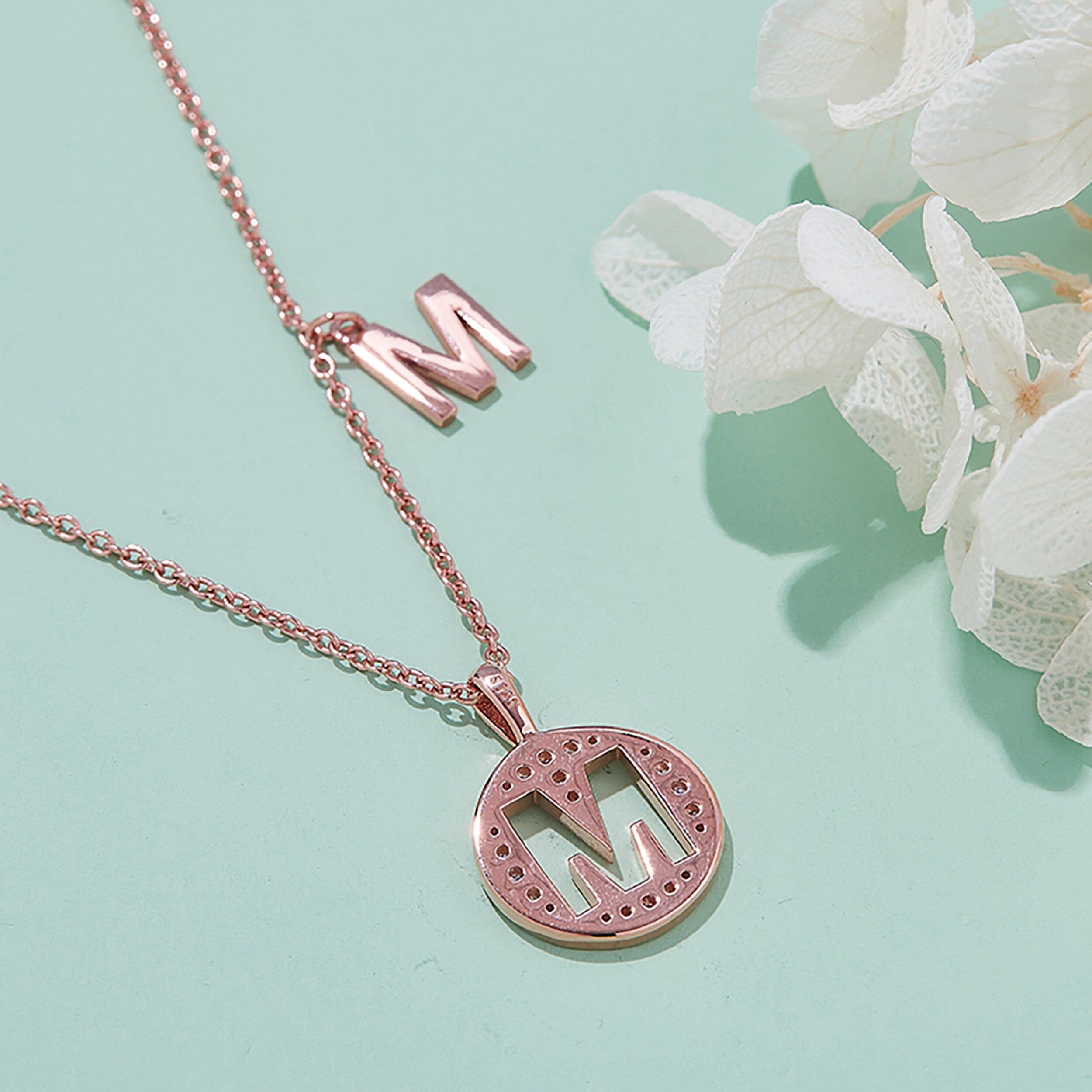 Customized "M" Letter Moissanite Diamond Necklace - Camila Brown
