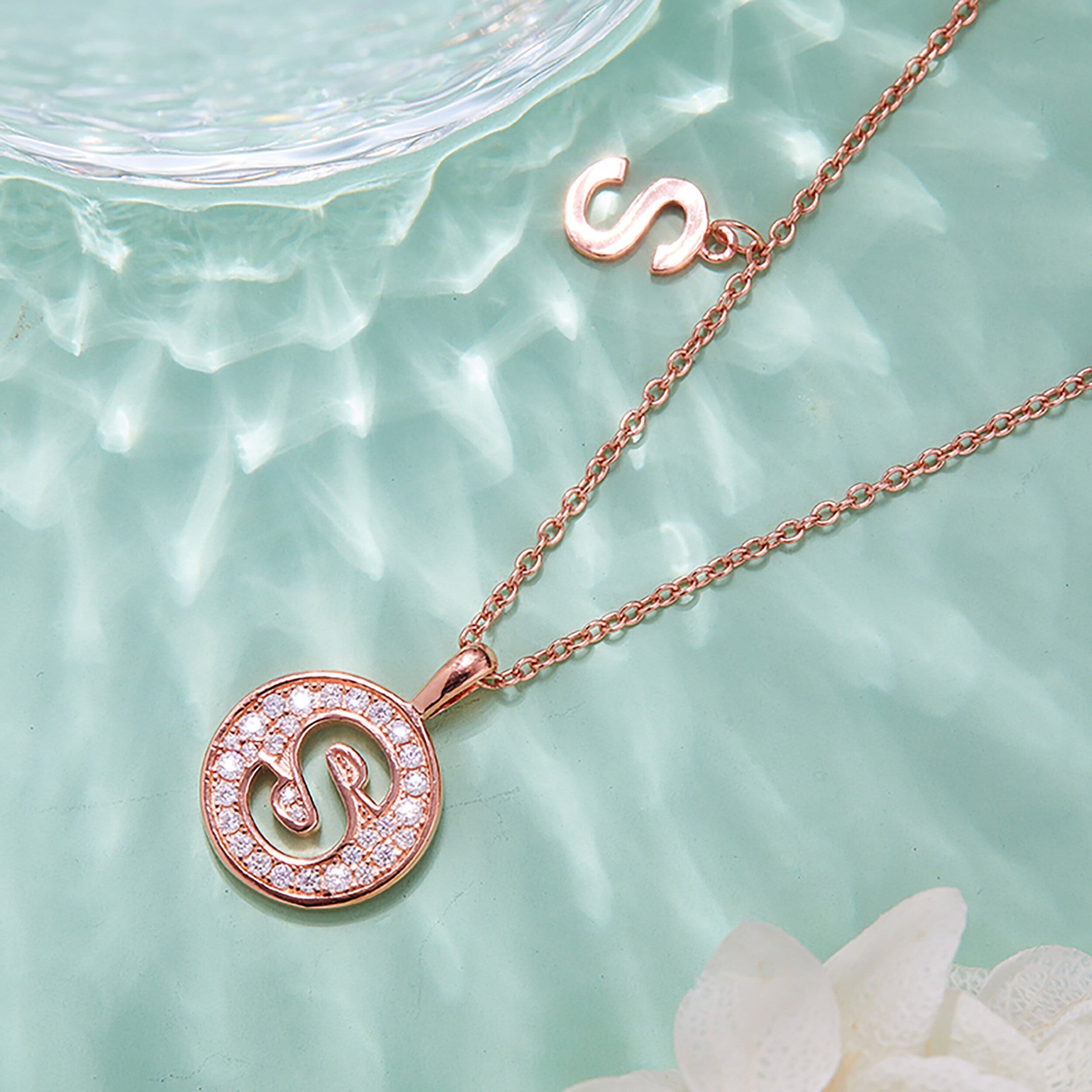 Customized "S" Letter Moissanite Diamond Necklace - Camila Brown