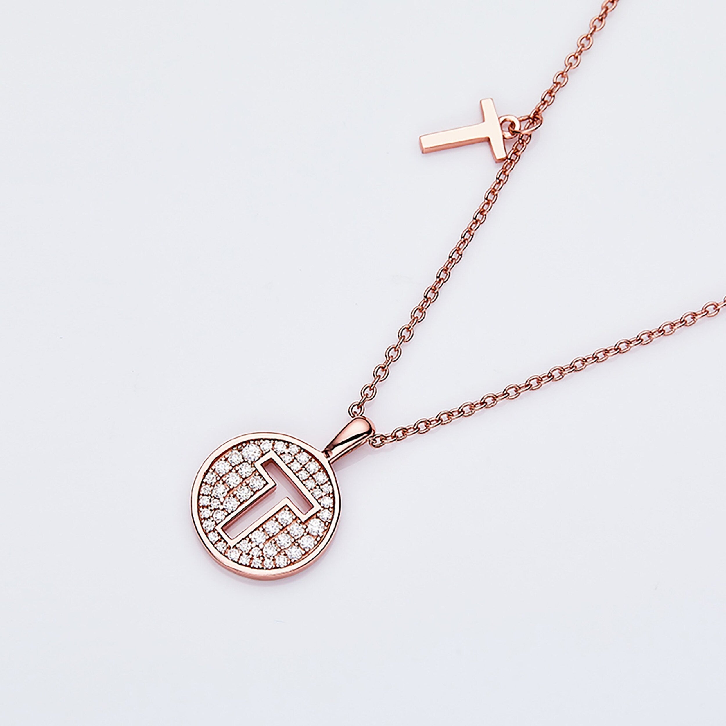 Customized "T" Letter Moissanite Diamond Necklace - Camila Brown