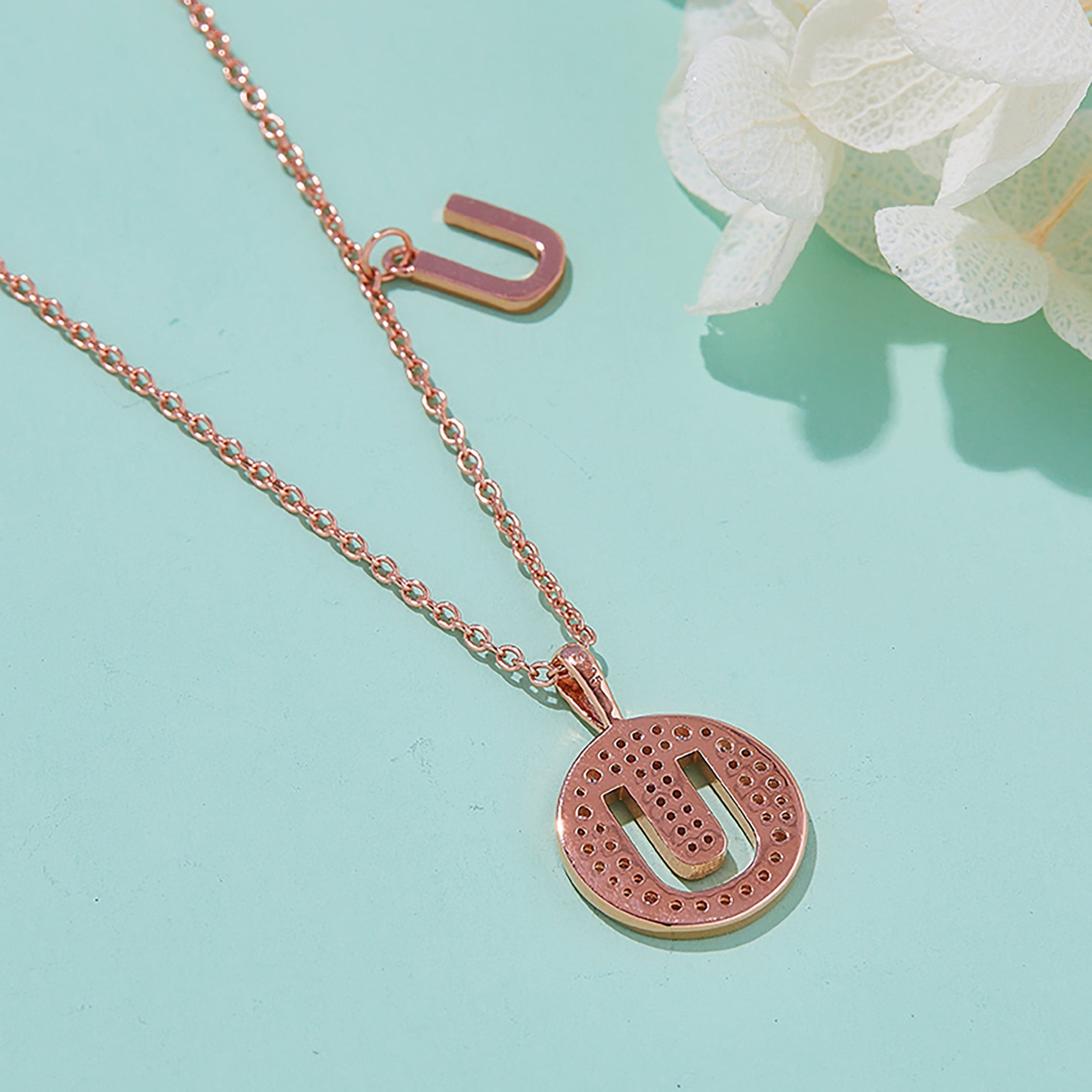 Customized "U" Letter Moissanite Diamond Necklace - Camila Brown