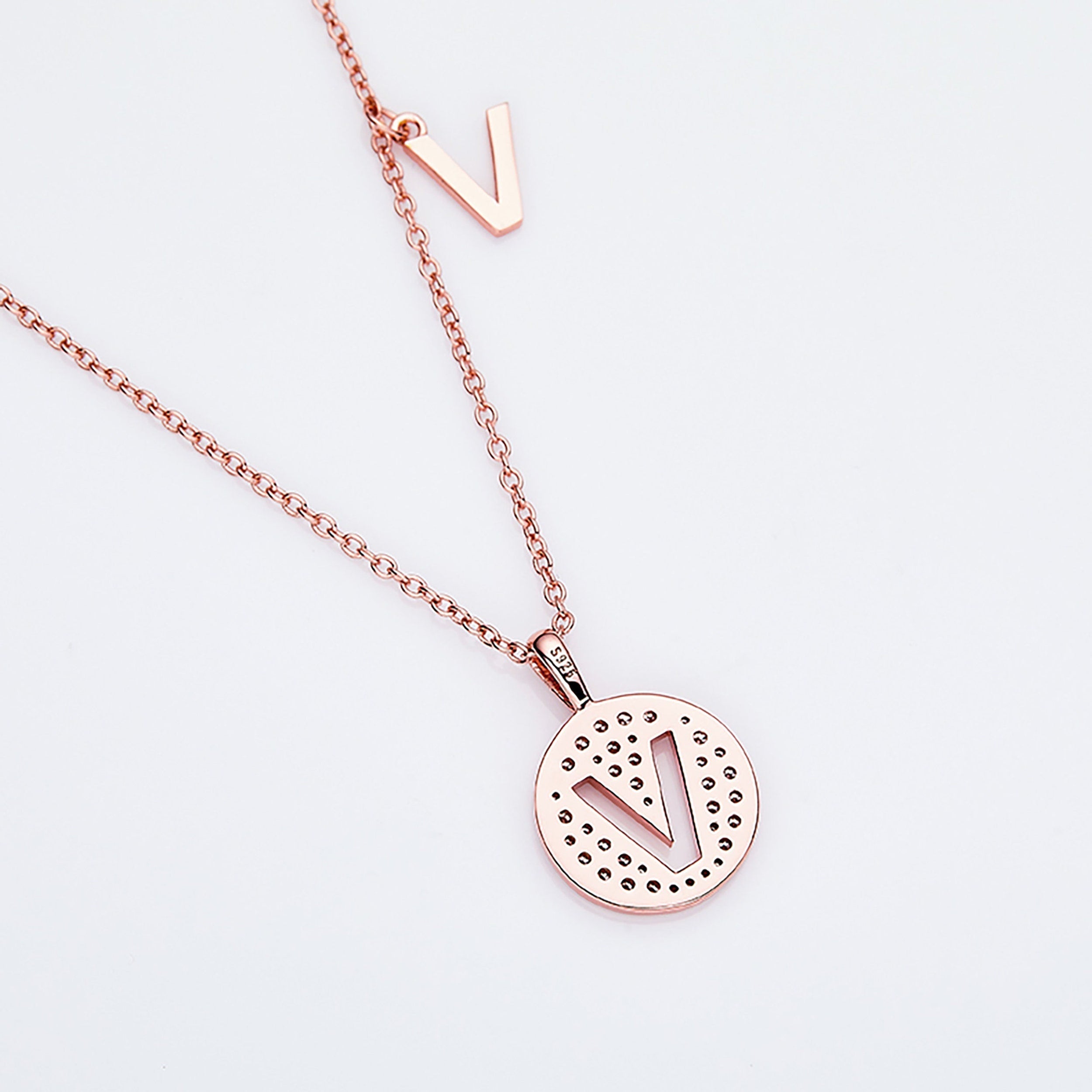 Customized "V" Letter Moissanite Diamond Necklace - Camila Brown