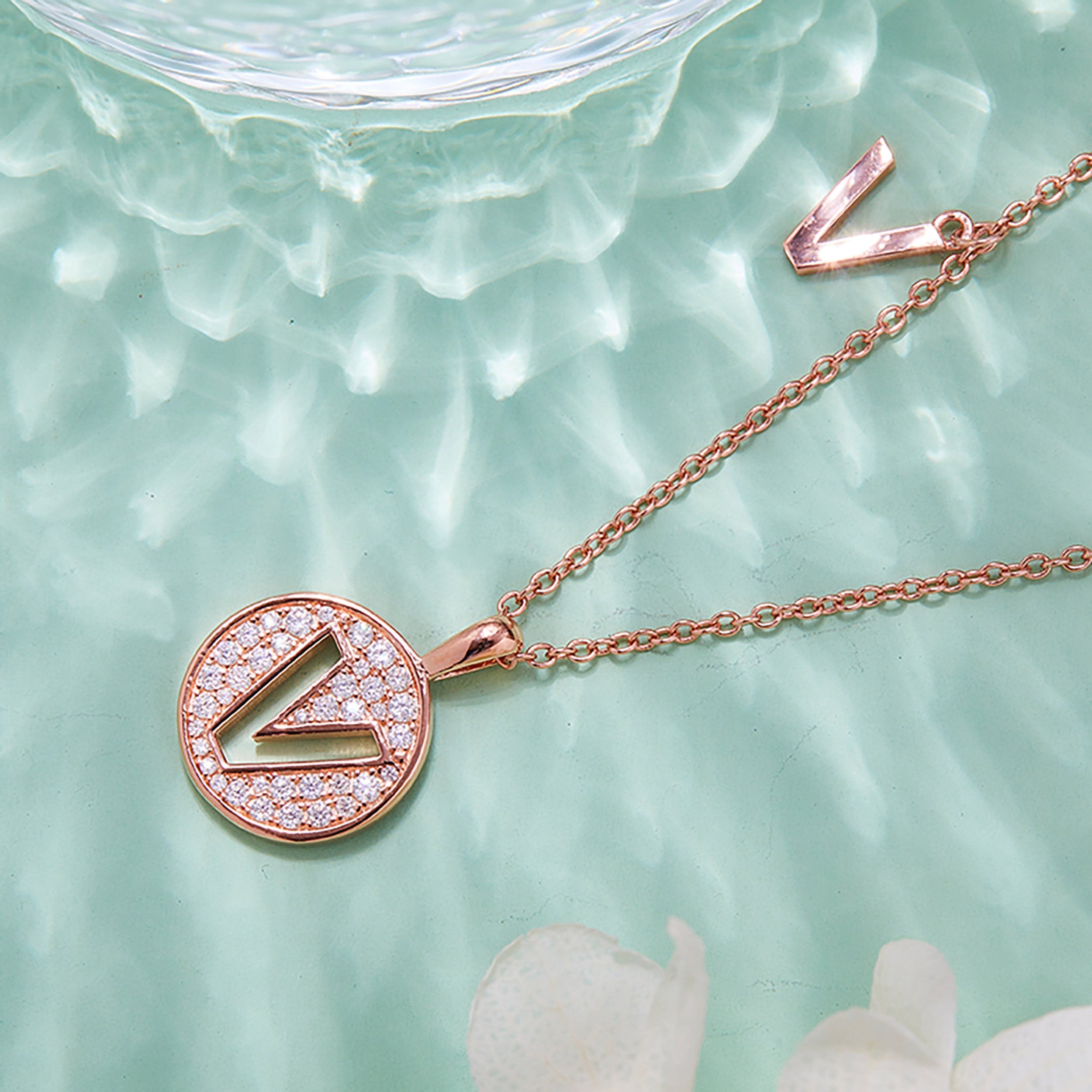 Customized "V" Letter Moissanite Diamond Necklace - Camila Brown