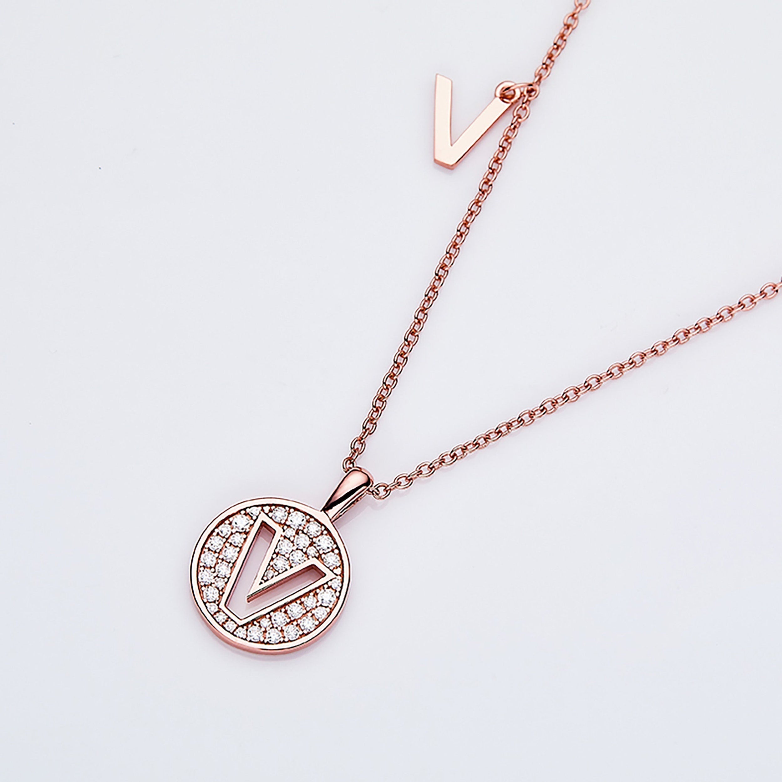 Customized "V" Letter Moissanite Diamond Necklace - Camila Brown