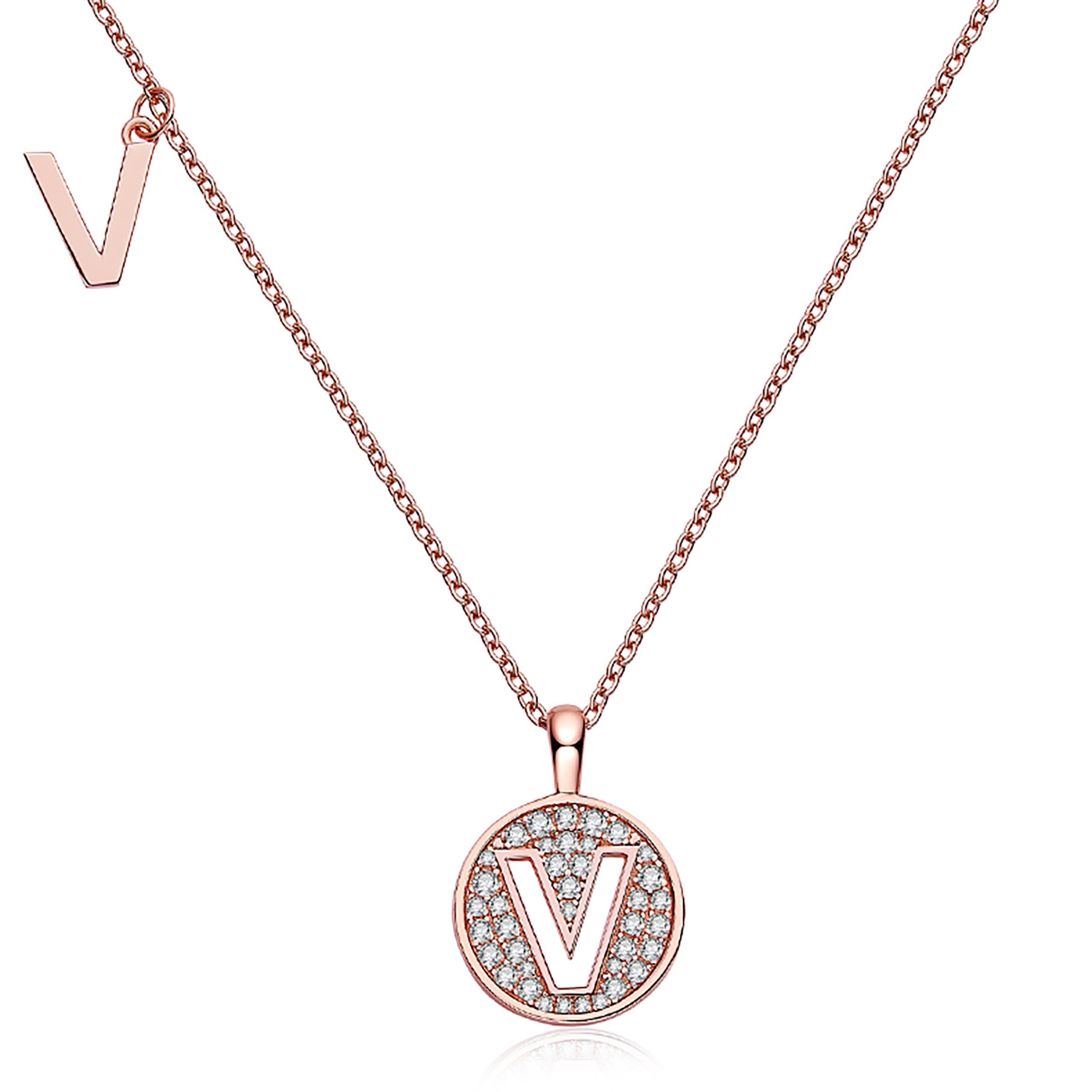 Customized "V" Letter Moissanite Diamond Necklace - Camila Brown