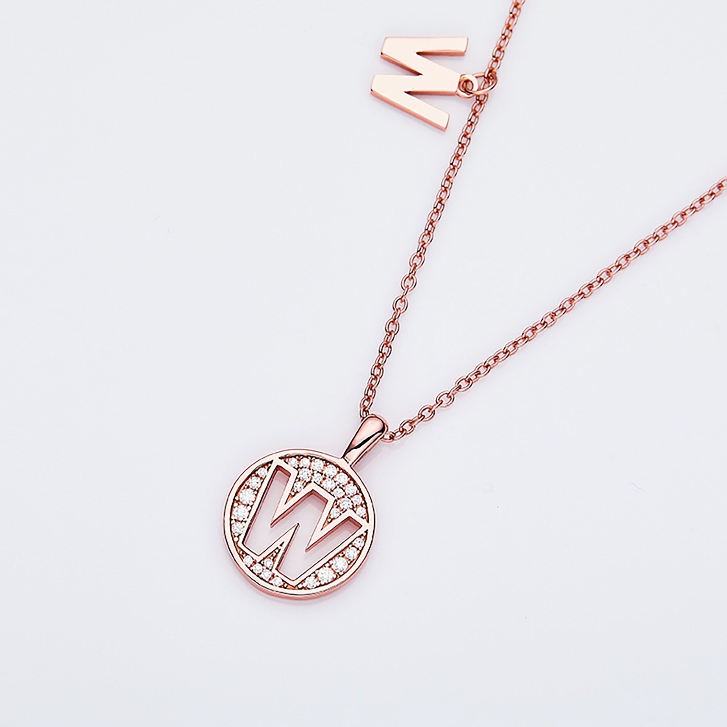 Customized "W" Letter Moissanite Diamond Necklace - Camila Brown