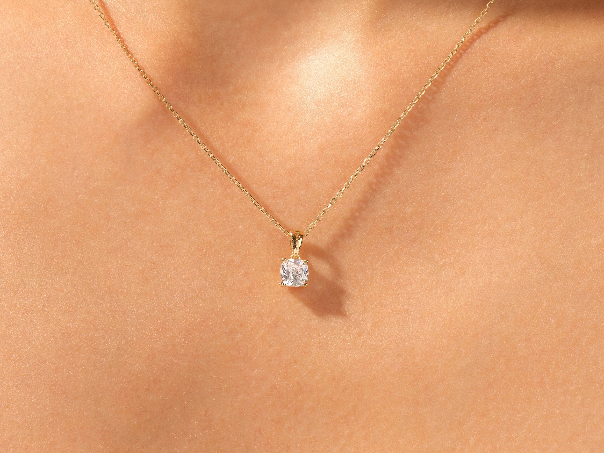 1.0 CT Cushion Moissanite Diamond Solitaire Necklace - Camila Brown