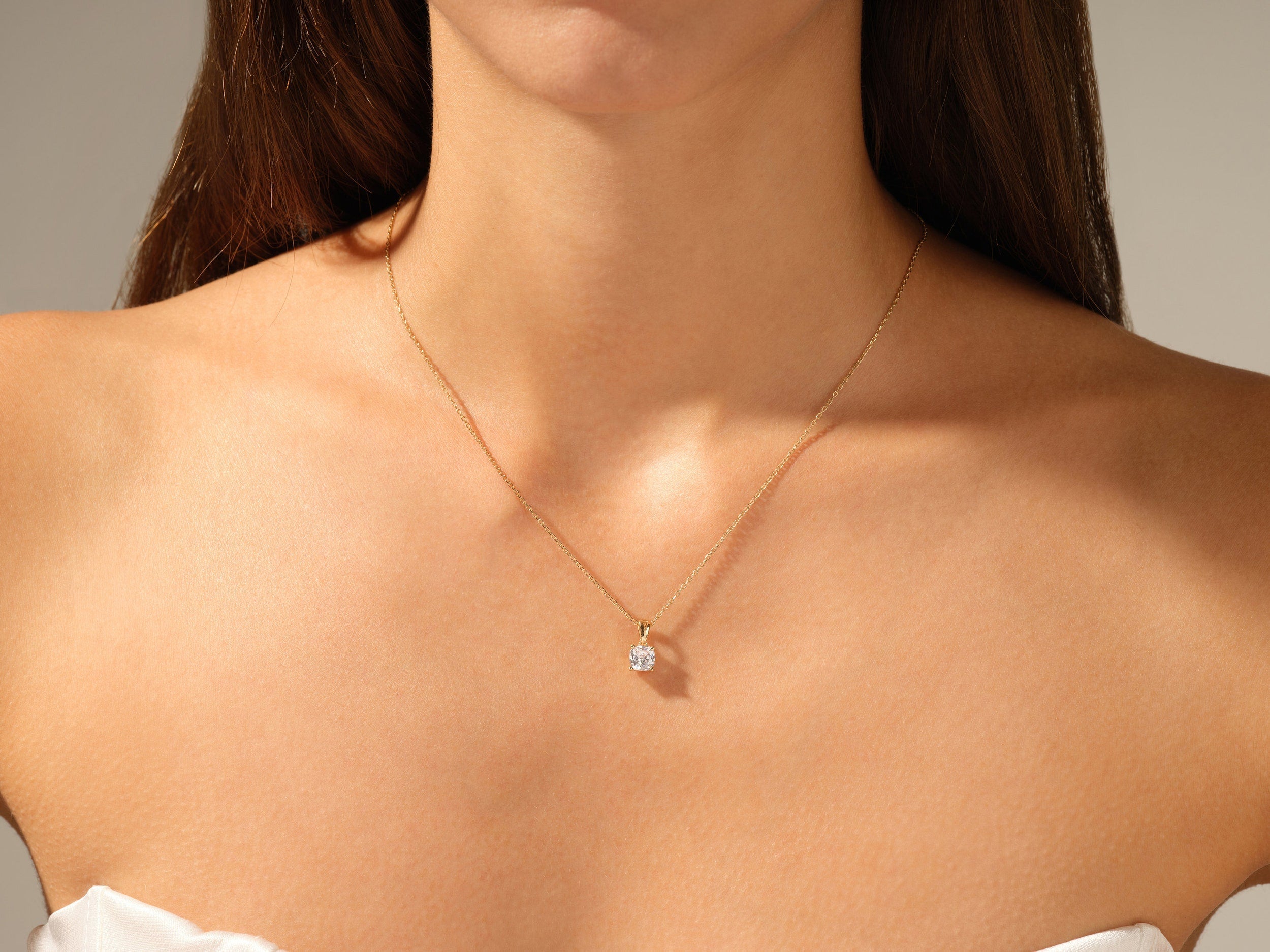1.0 CT Cushion Moissanite Diamond Solitaire Necklace - Camila Brown