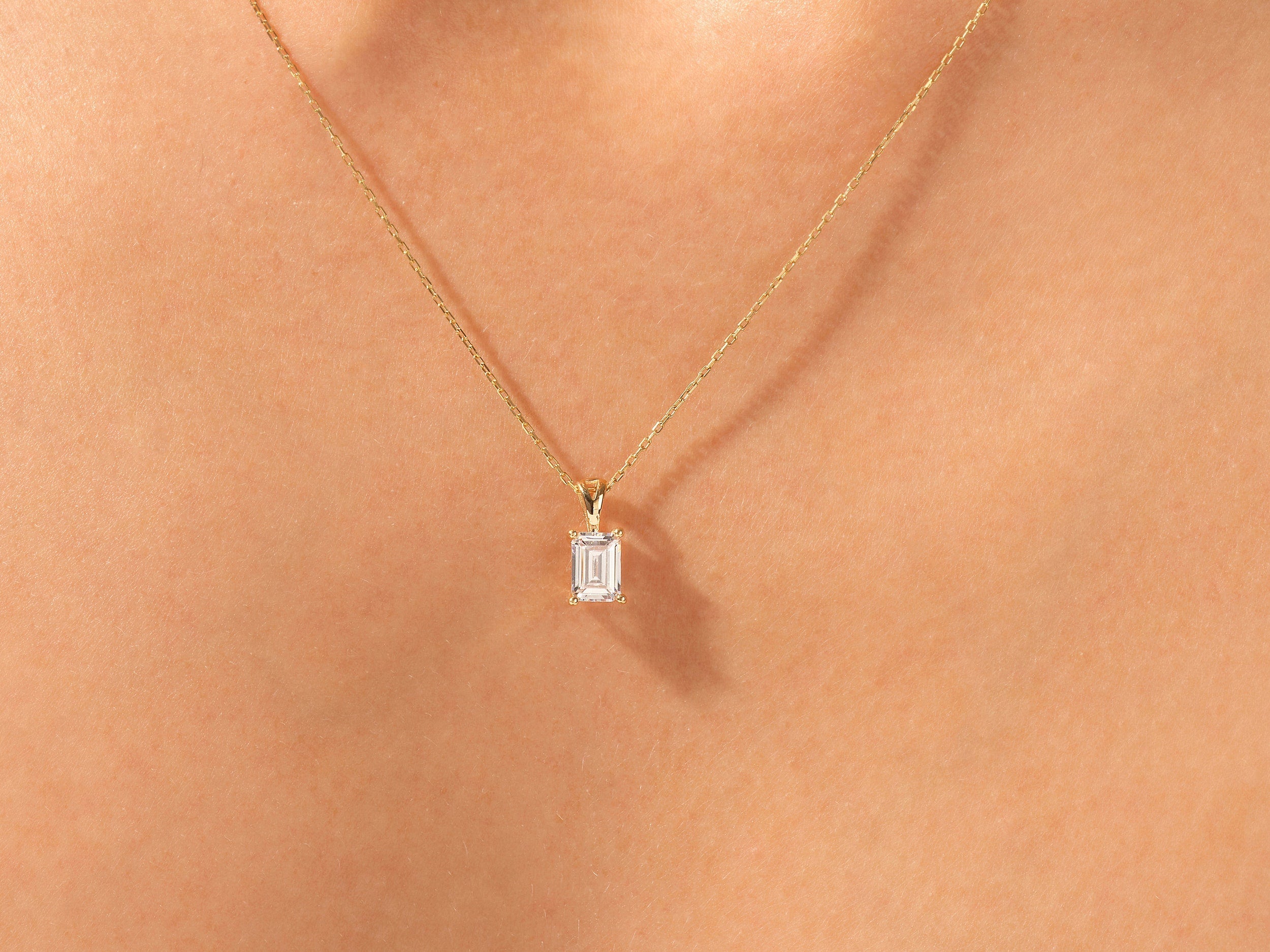 1.0 CT Emerald Moissanite Diamond Solitaire Necklace - Camila Brown