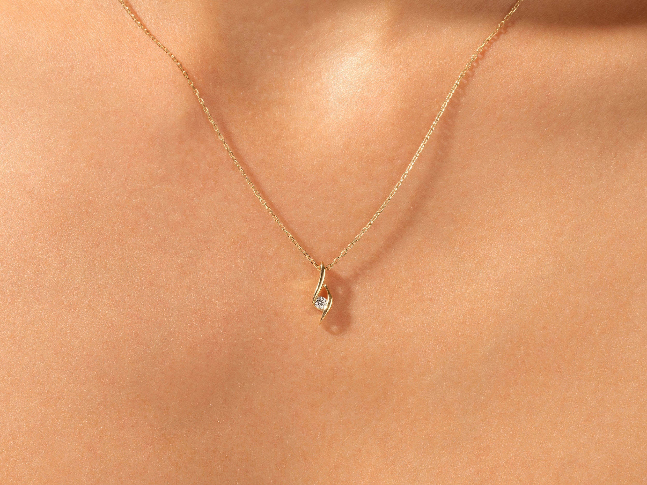 0.10 TCW Round Moissanite Diamond Soloitaire Necklace - Camila Brown