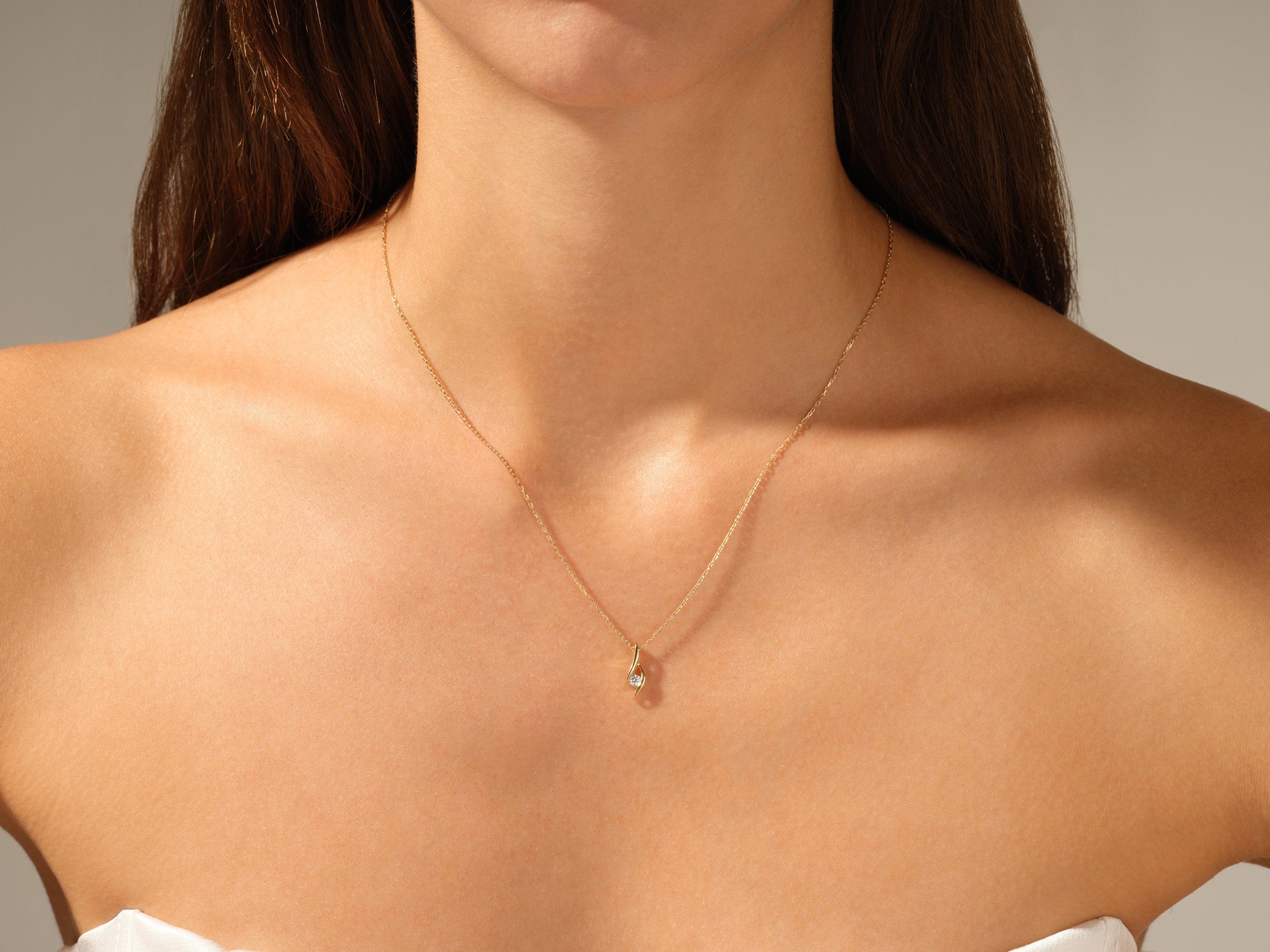 0.10 TCW Round Moissanite Diamond Soloitaire Necklace - Camila Brown