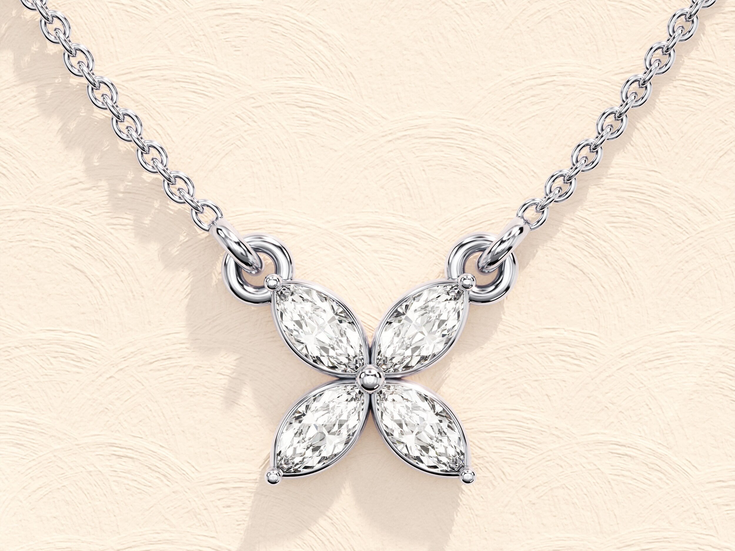 0.40 TCW Marquise Moissanite Diamond Clover Pendent Necklace - Camila Brown