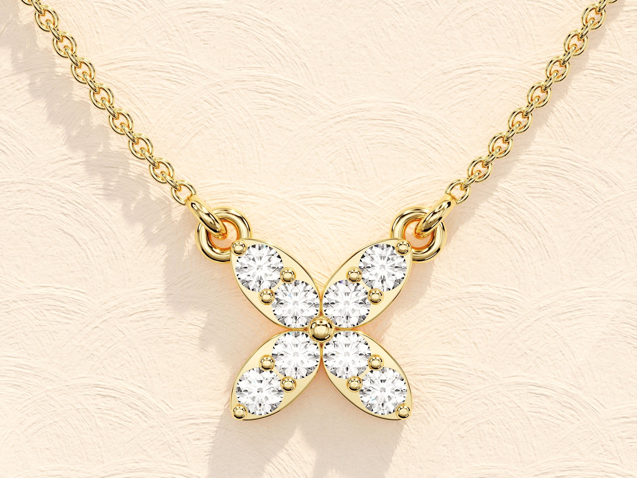 0.24 TCW Round Moissanite Diamond Clover Necklace - Camila Brown