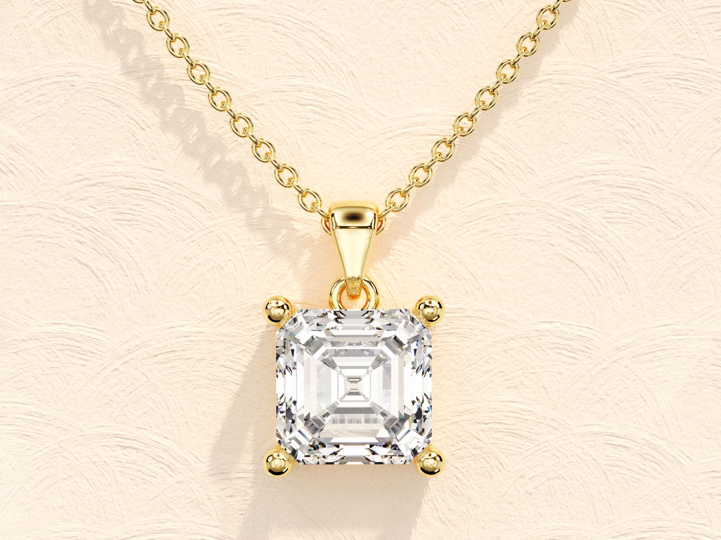 1.0 CT Asscher Moissanite Diamond Solitaire Necklace - Camila Brown