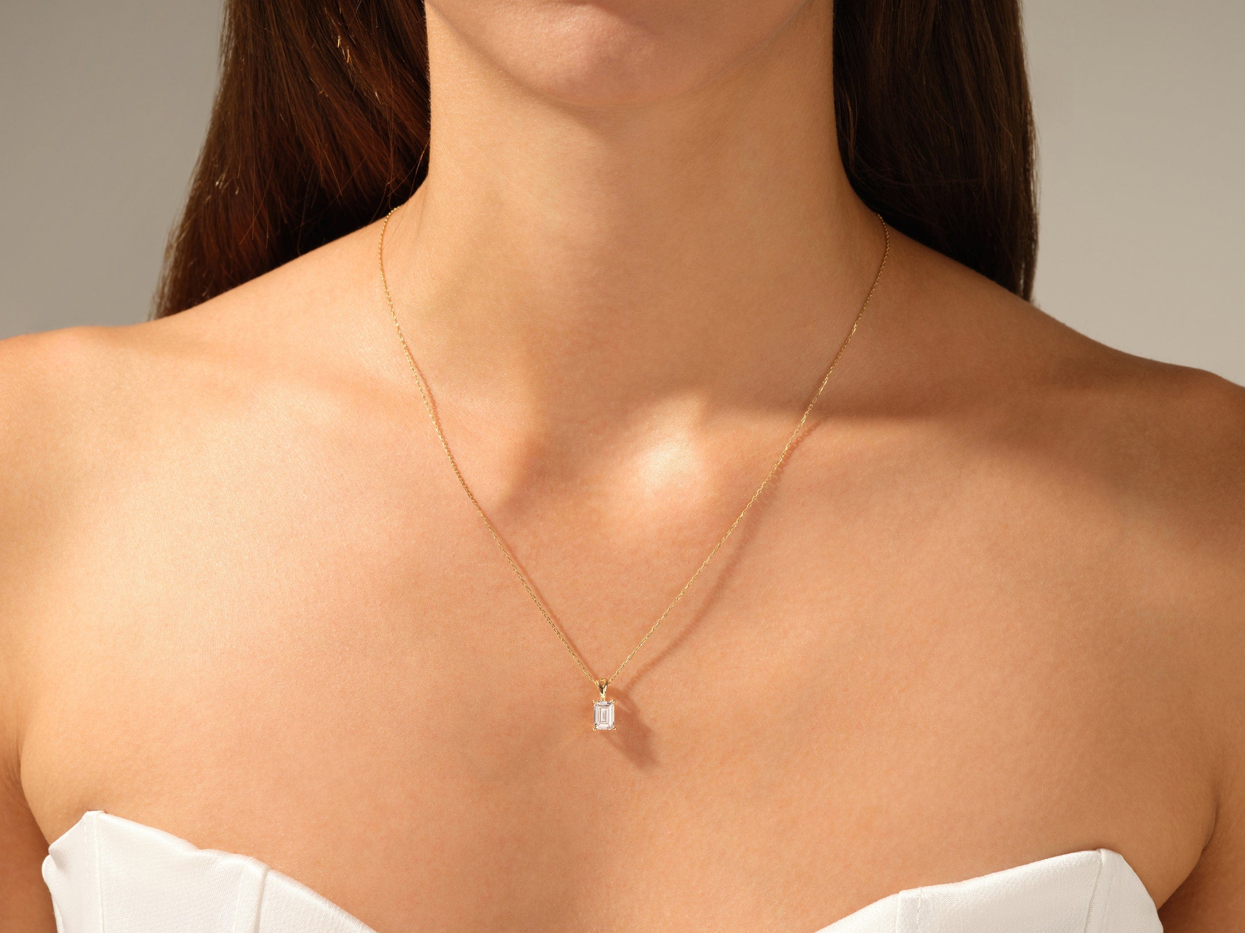 1.0 CT Emerald Moissanite Diamond Solitaire Necklace - Camila Brown