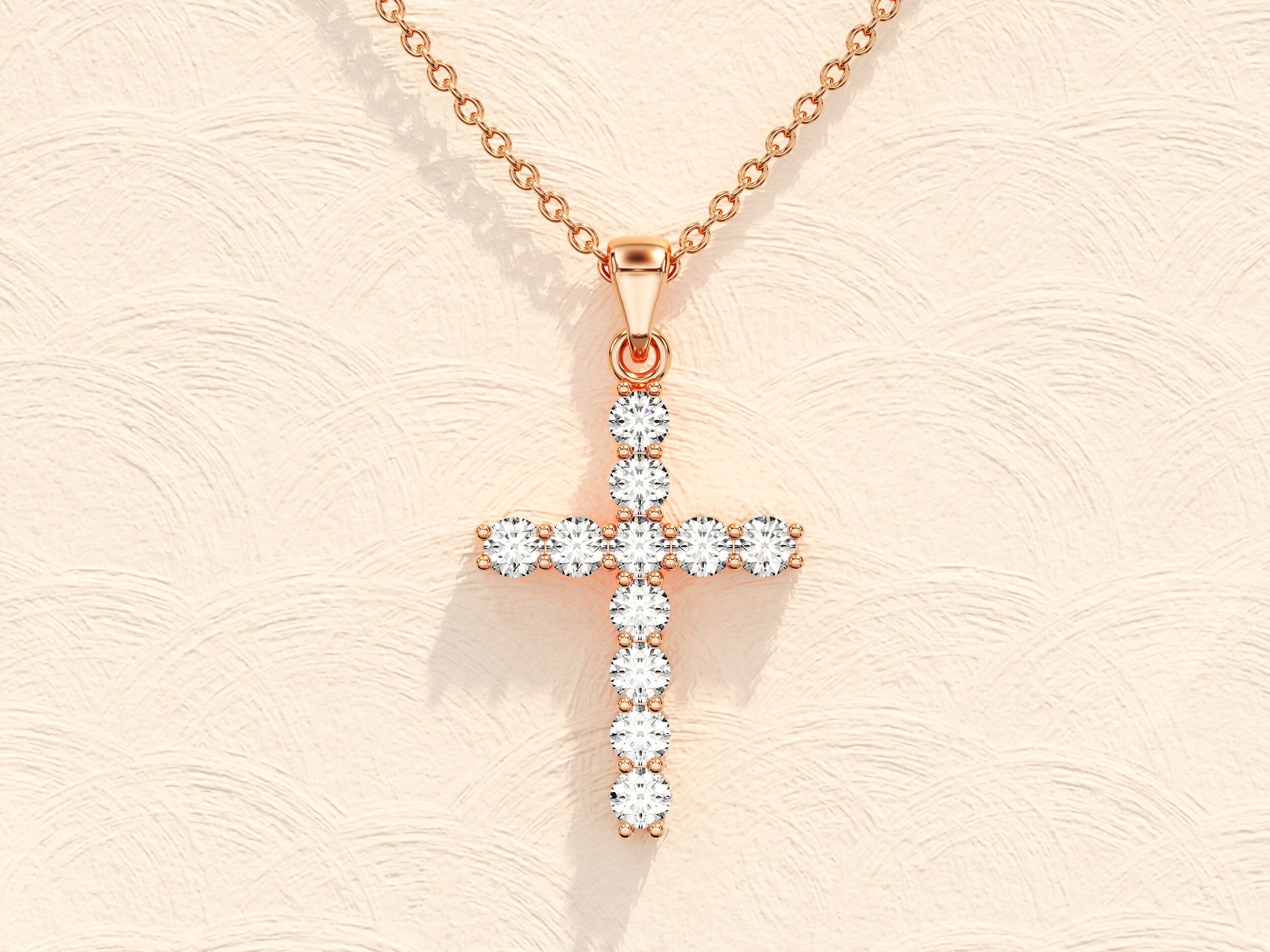0.22 TCW Round Moissanite Diamond Cross Pendent Necklace - Camila Brown