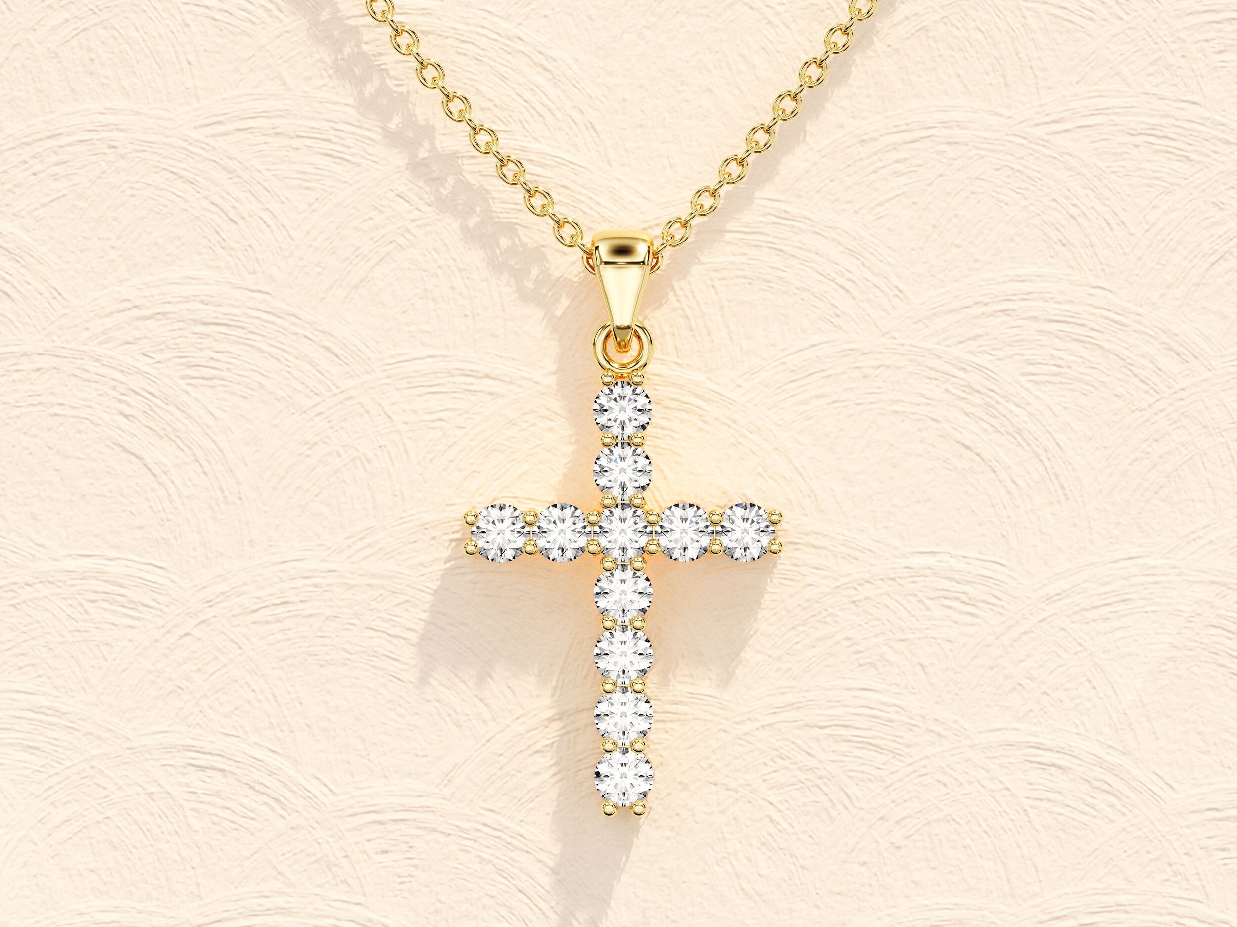 0.22 TCW Round Moissanite Diamond Cross Pendent Necklace - Camila Brown