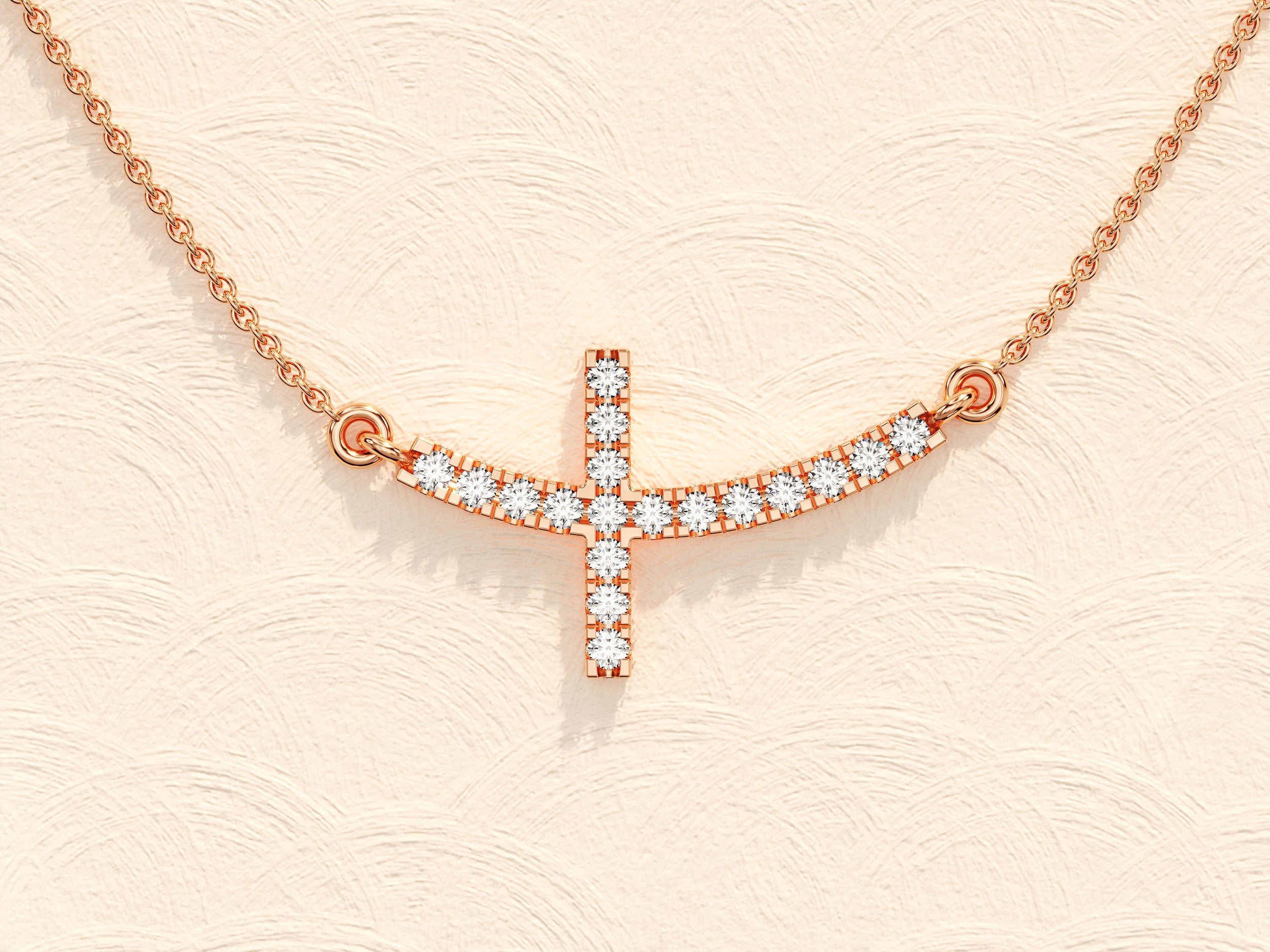 0.27 TCW Round Moissanite Diamond Sideways Cross Necklace - Camila Brown