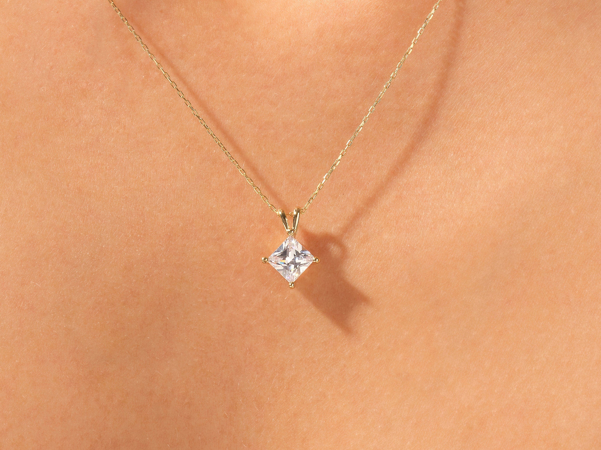 1.0 CT Princess Moissanite Diamond Solitaire Necklace - Camila Brown