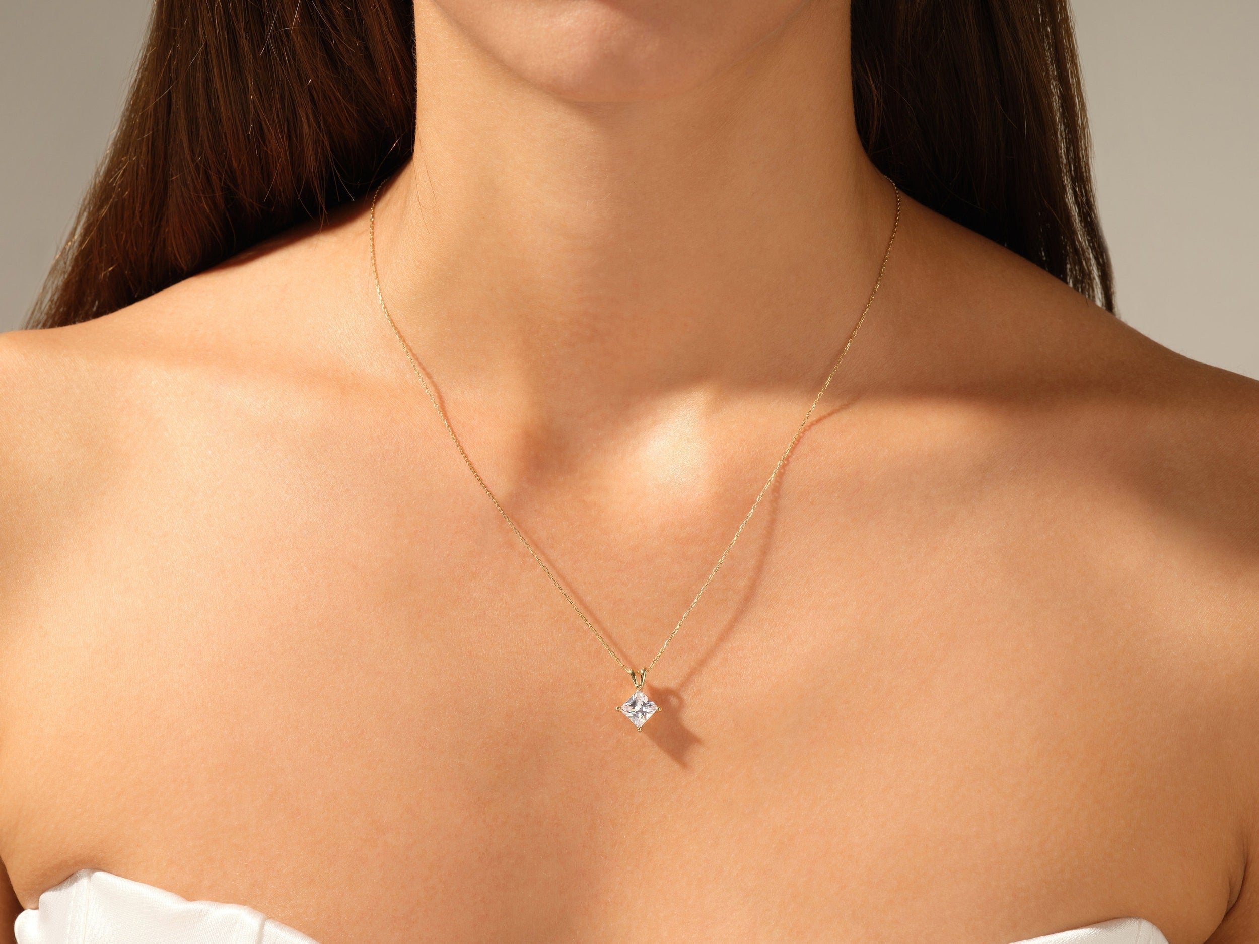 1.0 CT Princess Moissanite Diamond Solitaire Necklace - Camila Brown