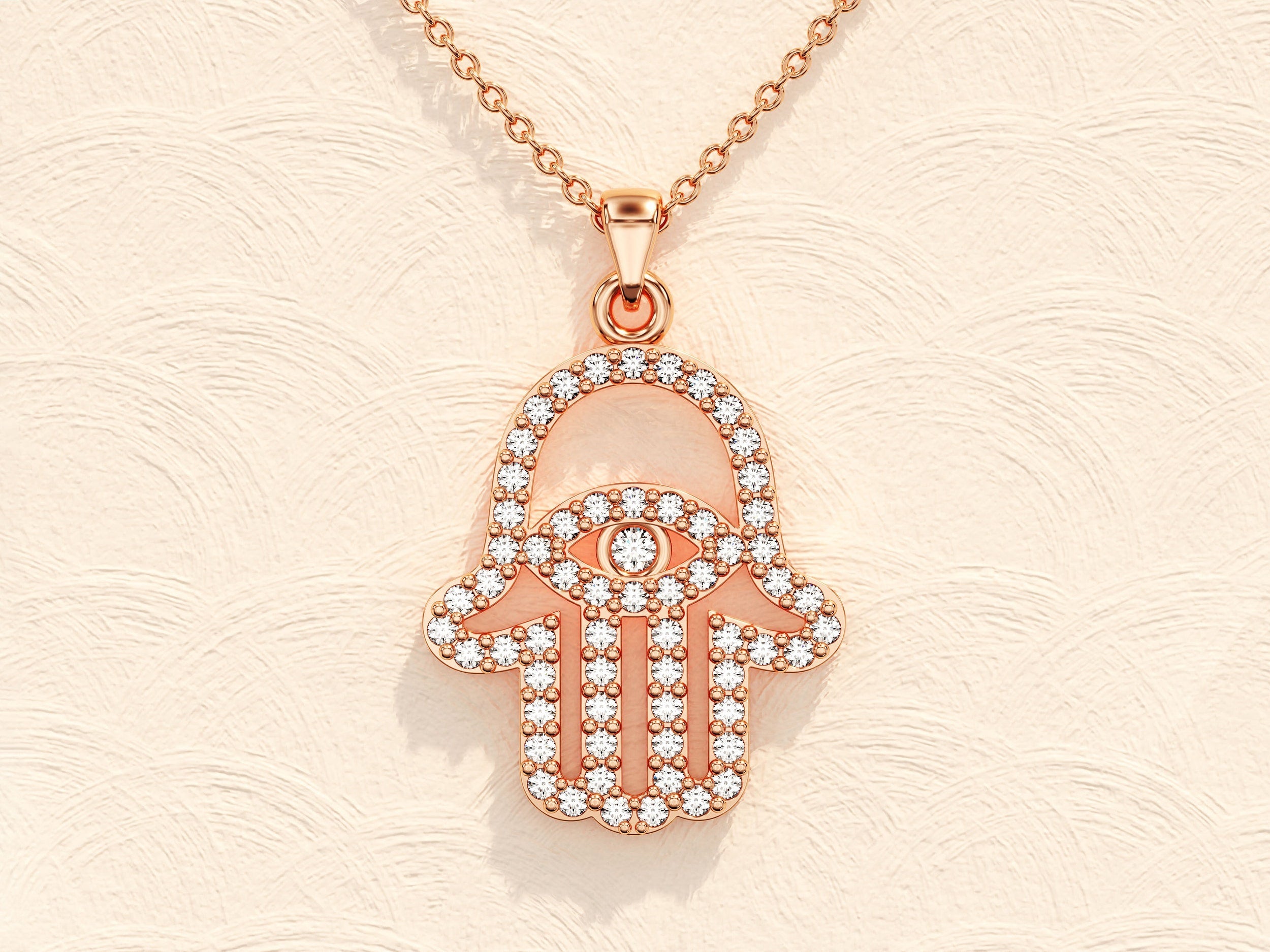 0.31 TCW Round Moissanite Diamond Hamsa Necklace - Camila Brown