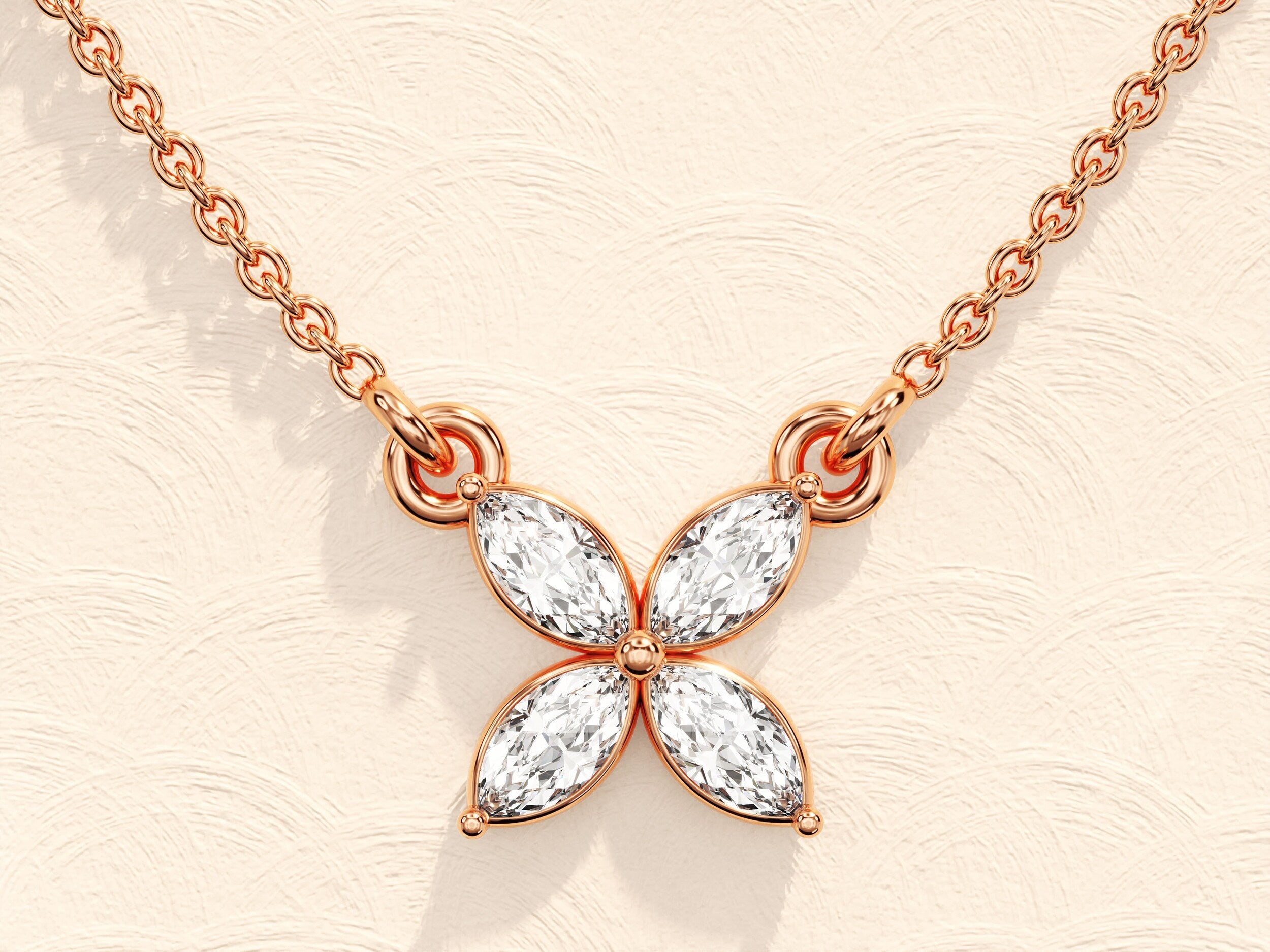 0.40 TCW Marquise Moissanite Diamond Clover Pendent Necklace - Camila Brown
