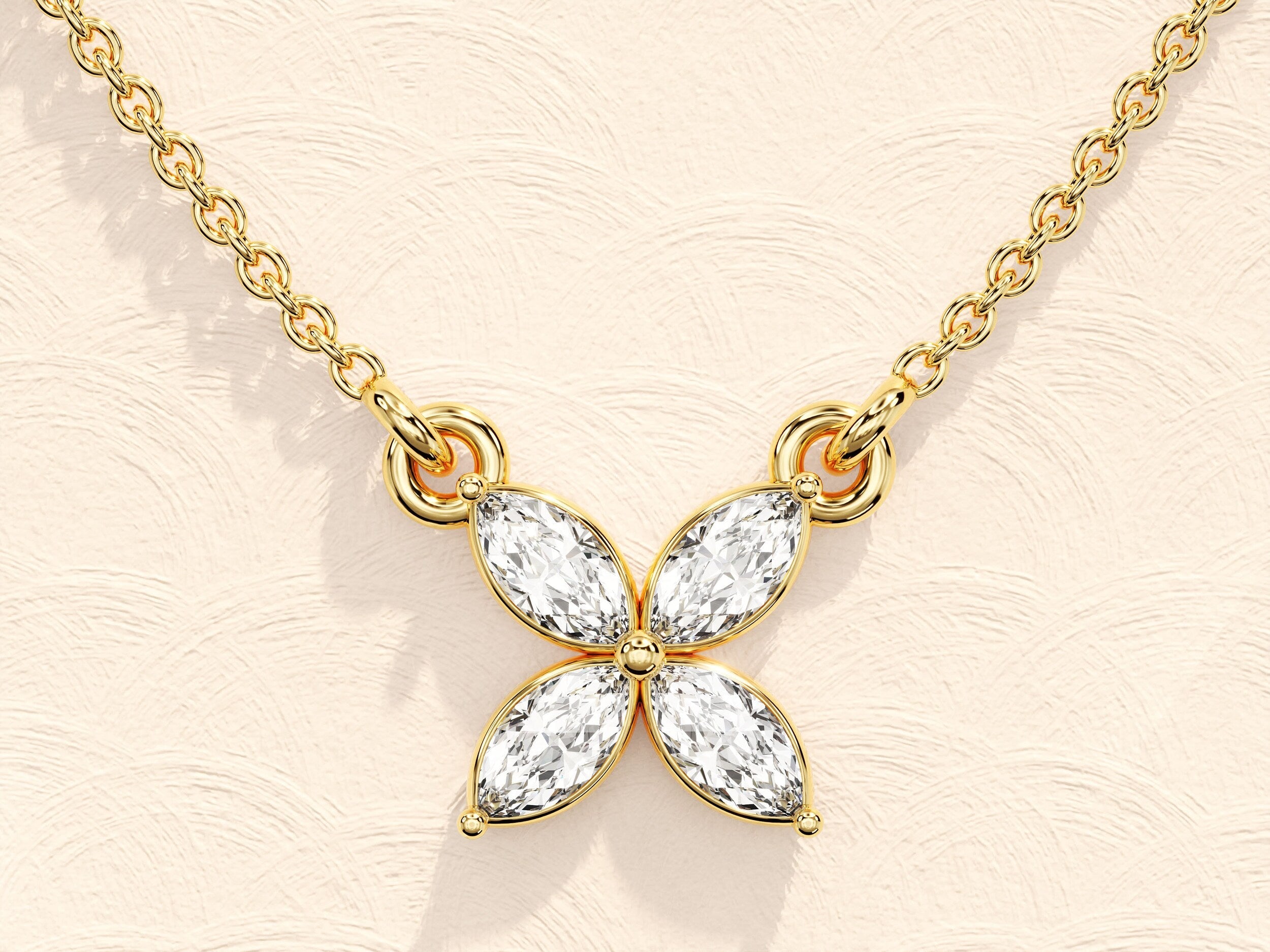 0.40 TCW Marquise Moissanite Diamond Clover Pendent Necklace - Camila Brown