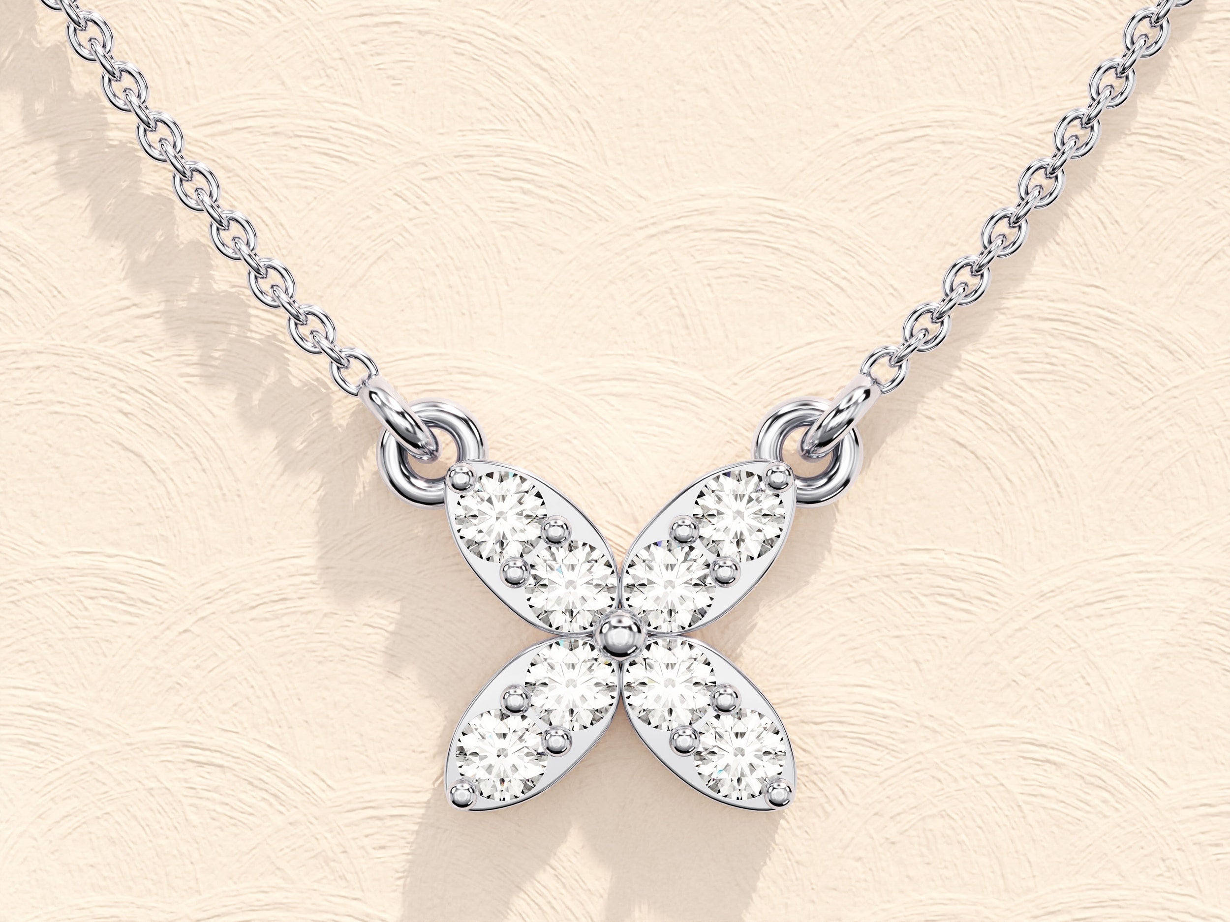 0.24 TCW Round Moissanite Diamond Clover Necklace - Camila Brown
