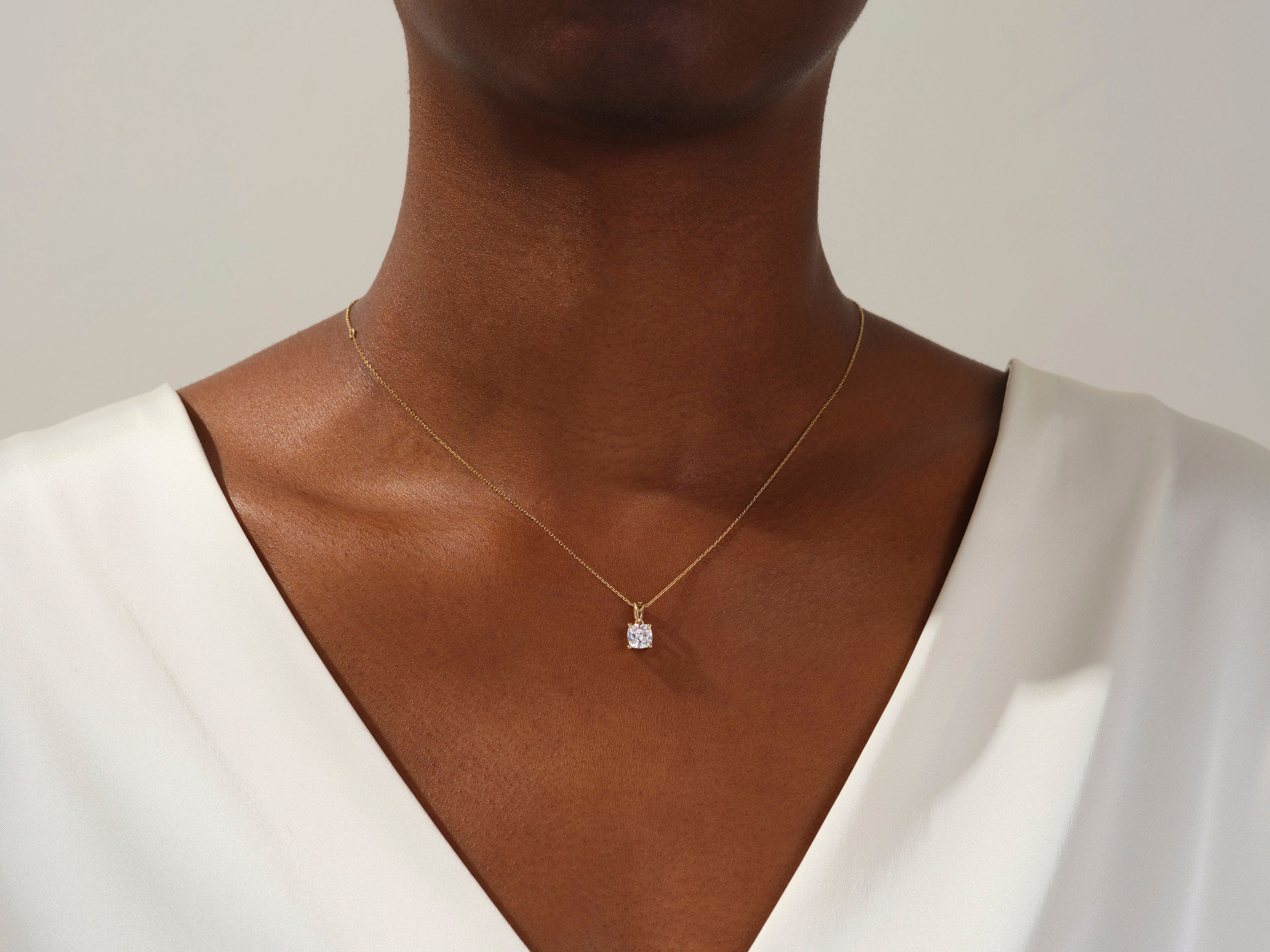 1.0 CT Cushion Moissanite Diamond Solitaire Necklace - Camila Brown