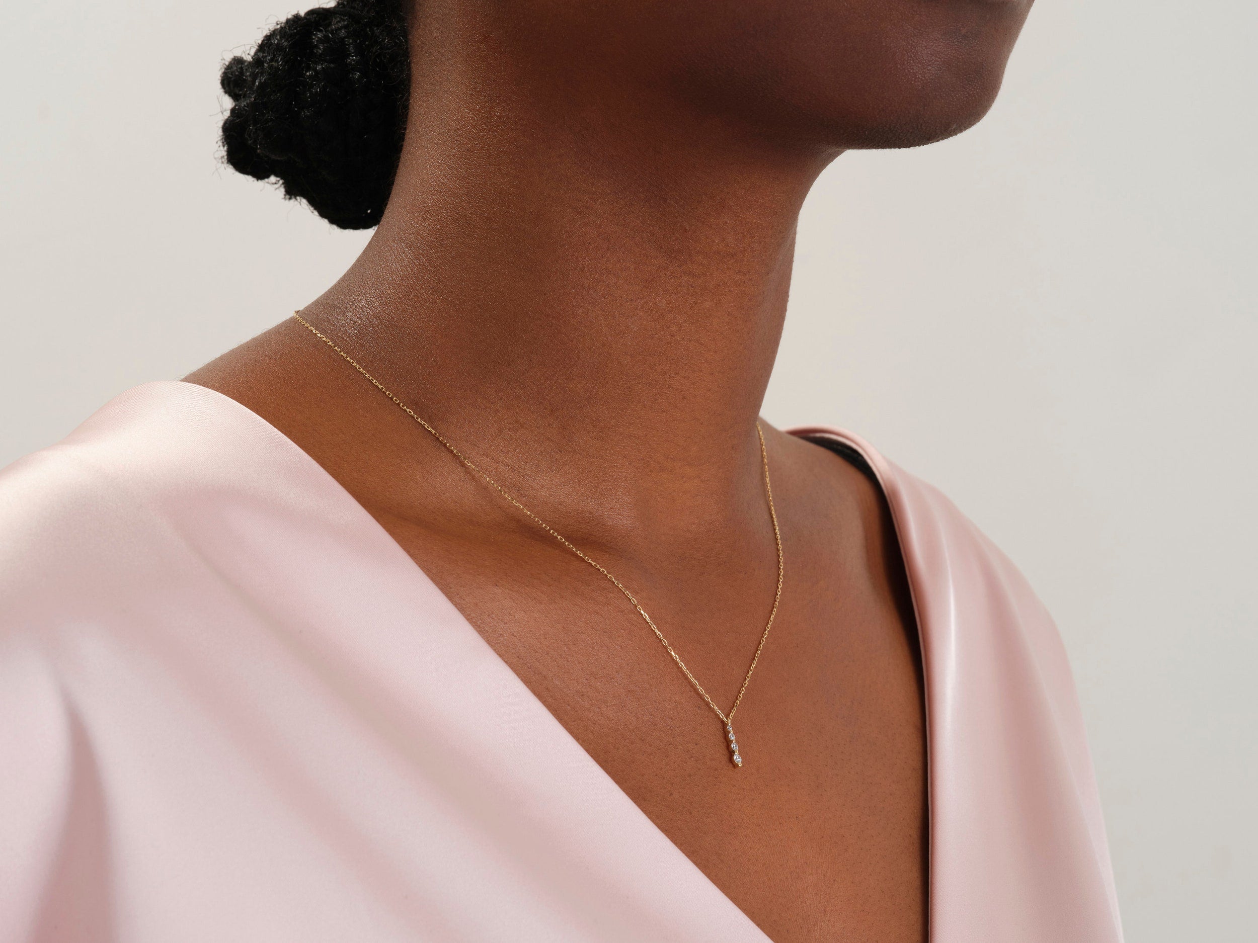 0.11 TCW Round Moissanite Diamond Drop Pendant Necklace - Camila Brown