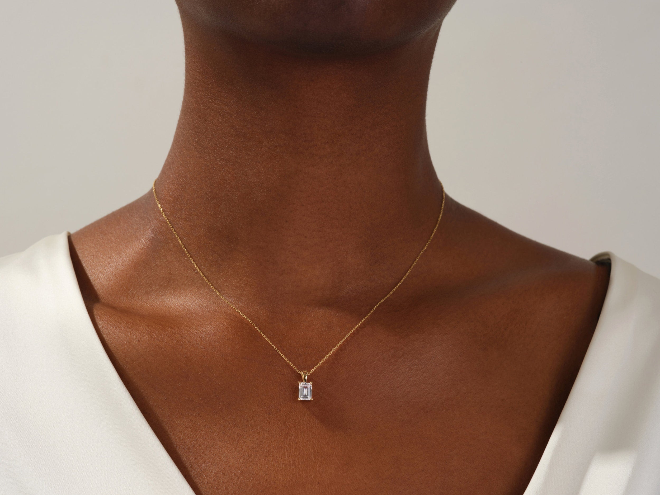 1.0 CT Emerald Moissanite Diamond Solitaire Necklace - Camila Brown