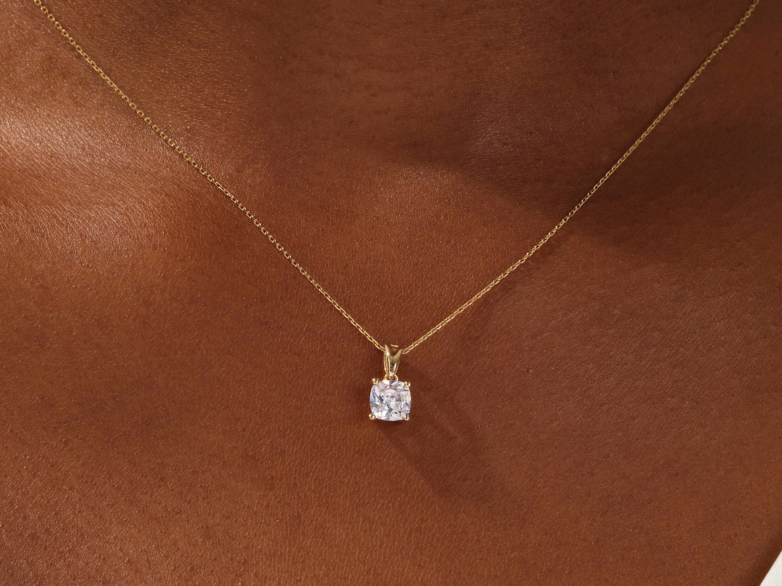 1.0 CT Cushion Moissanite Diamond Solitaire Necklace - Camila Brown