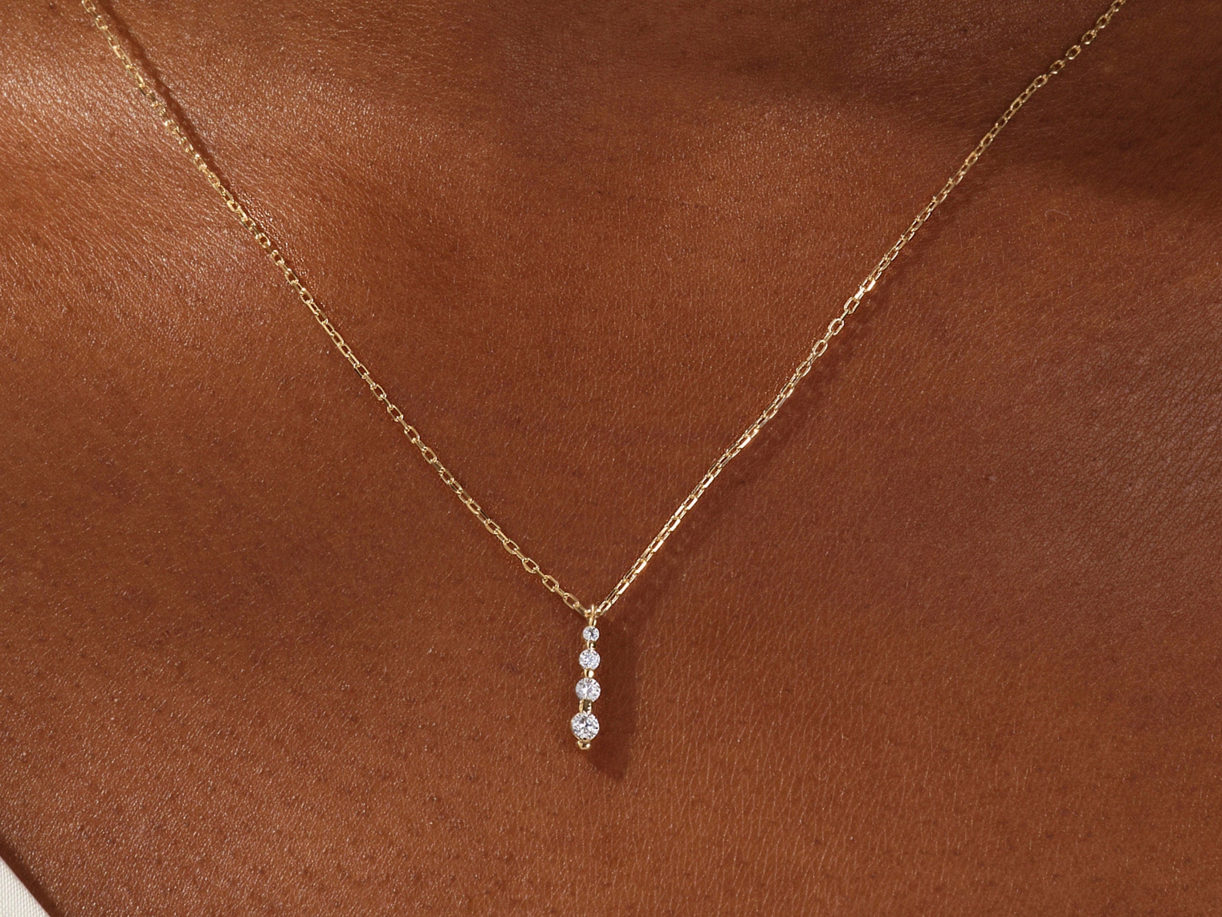 0.11 TCW Round Moissanite Diamond Drop Pendant Necklace - Camila Brown