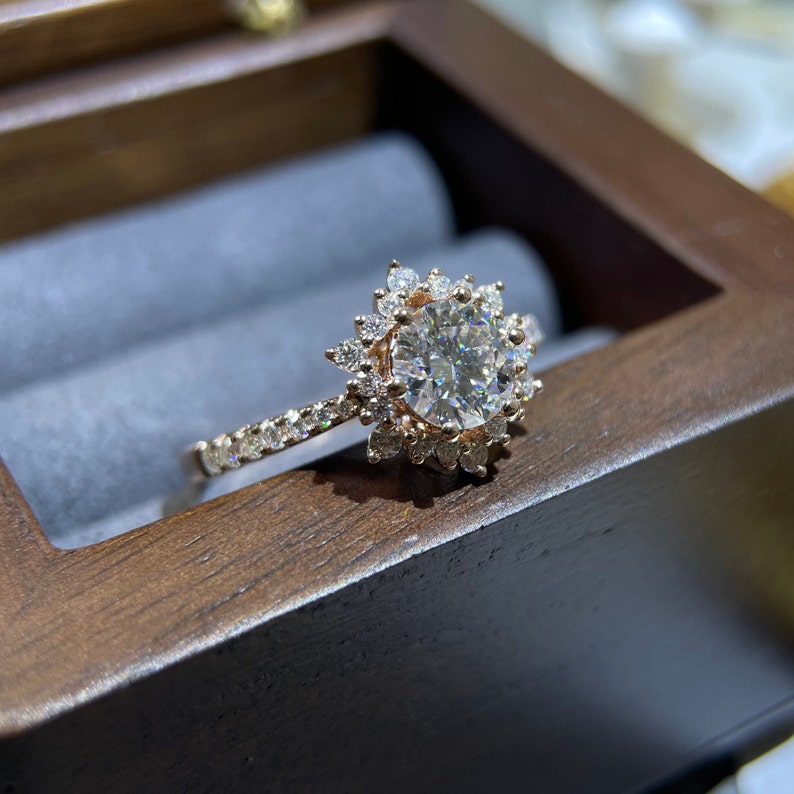 1.0 - 3.0 CT Round F/VS1 CVD Diamond Halo Pave Setting Engagement Ring - Camila Brown