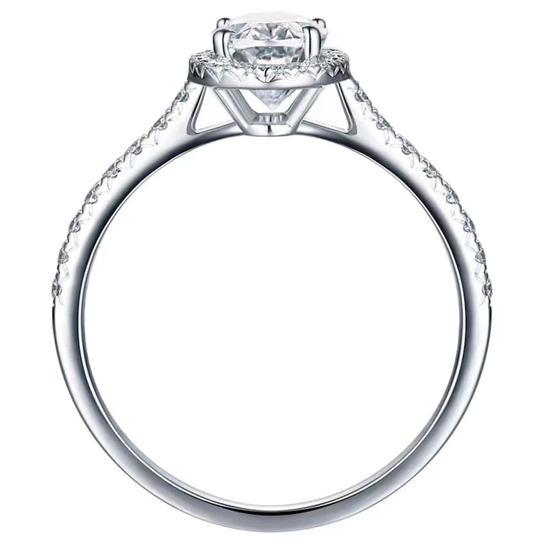 1.0 CT Oval F/VS1 CVD Diamond halo Pave Setting Engagement Ring - Camila Brown