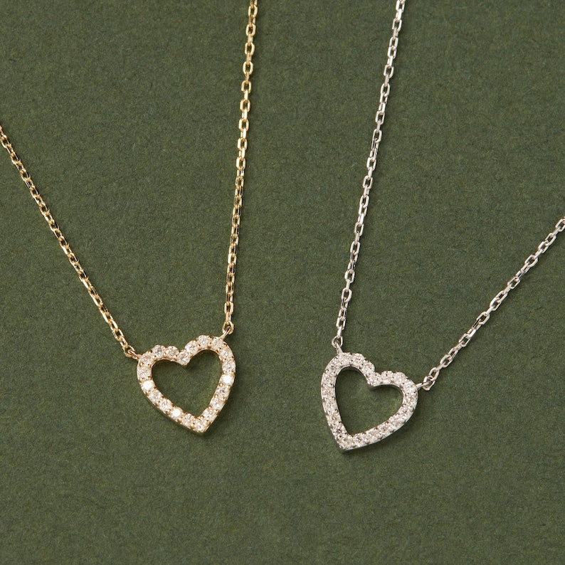 0.13 TCW Round Moissanite Diamond Heart Shaped Necklace - Camila Brown