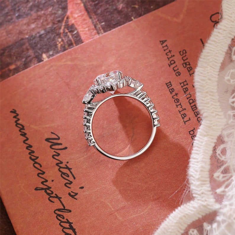 2.5 - 4.5 CT Oval F/VS1 CVD Diamond Halo Pave Setting Engagement Ring - Camila Brown