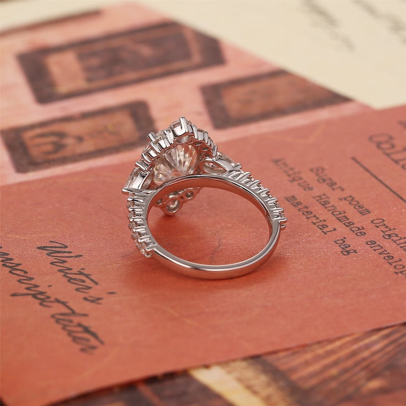 2.5 - 4.5 CT Oval F/VS1 CVD Diamond Halo Pave Setting Engagement Ring - Camila Brown