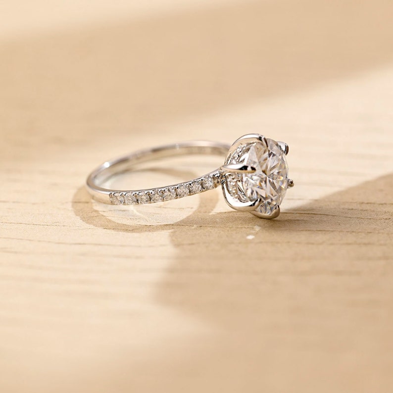 1.0-3.0 CT Round F/VS1 CVD Diamond Hidden Halo Pave Setting Engagement Ring - Camila Brown