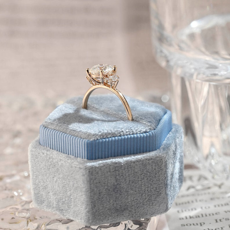 1.0 - 3.0 CT Round F/VS1 CVD Diamond Cluster Engagement Ring - Camila Brown