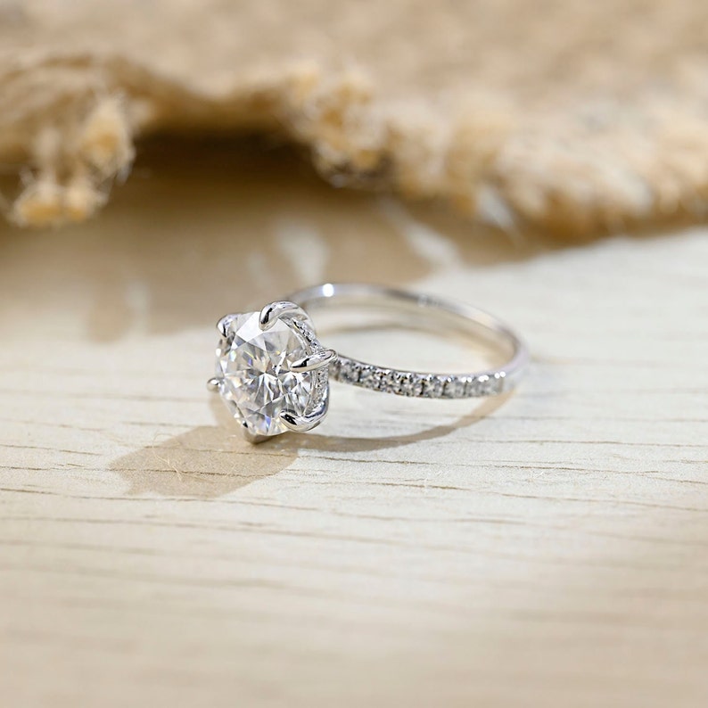 1.0-3.0 CT Round F/VS1 CVD Diamond Hidden Halo Pave Setting Engagement Ring - Camila Brown