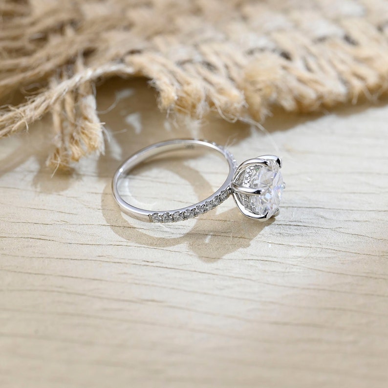 1.0-3.0 CT Round F/VS1 CVD Diamond Hidden Halo Pave Setting Engagement Ring - Camila Brown