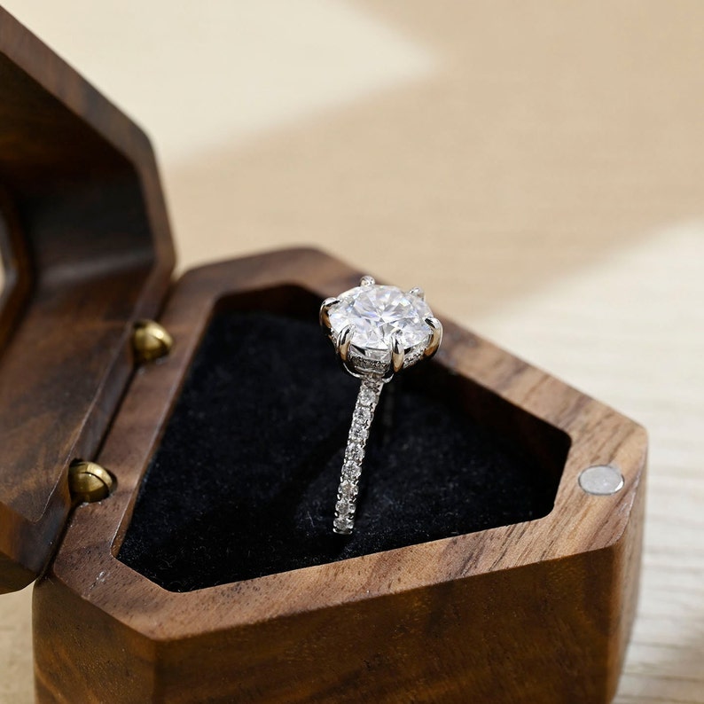 1.0-3.0 CT Round F/VS1 CVD Diamond Hidden Halo Pave Setting Engagement Ring - Camila Brown