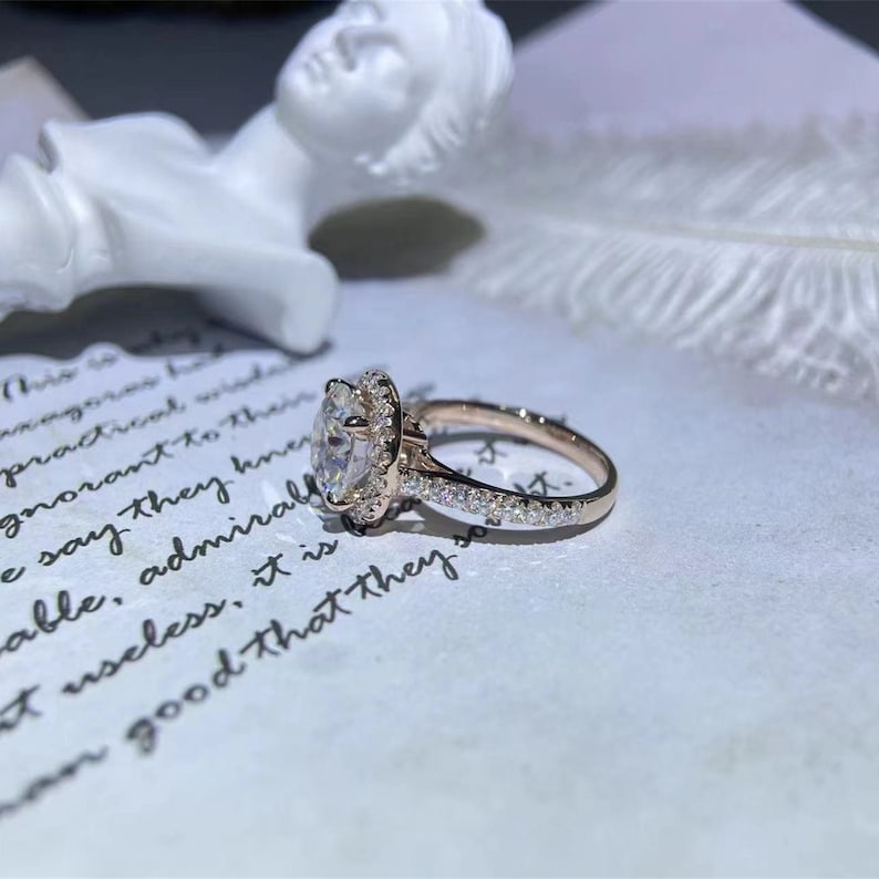 2.0-4.0 CT Round F/VS1 CVD Diamond Halo Pave Setting Engagement Ring - Camila Brown