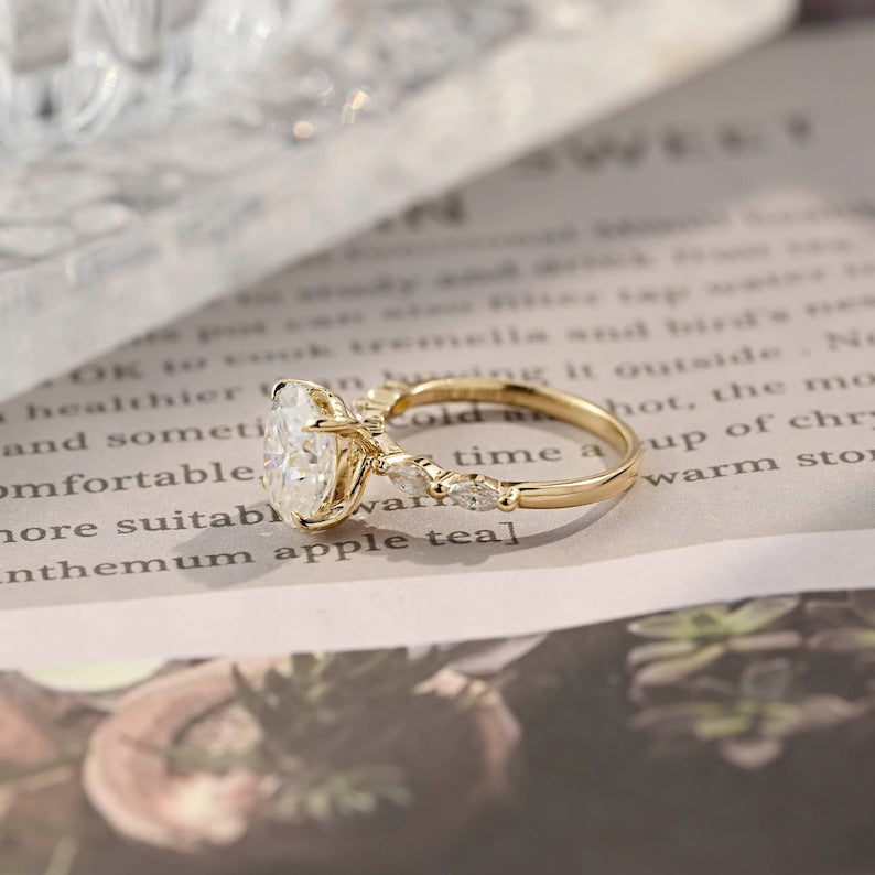 1.0-3.5 CT Oval F/VS1 CVD Diamond pave Setting Engagement Ring - Camila Brown