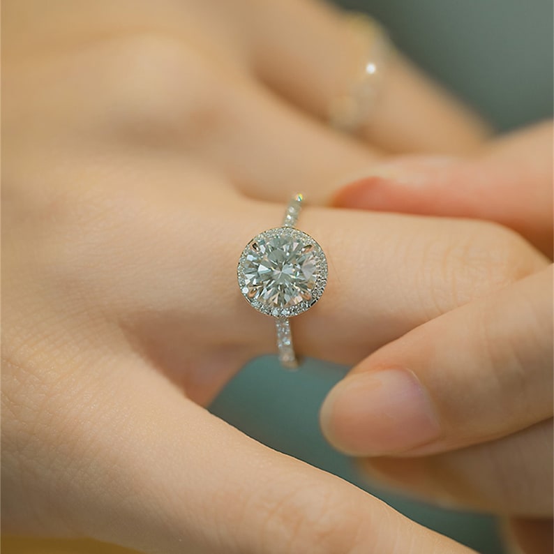 2.0-4.0 CT Round F/VS1 CVD Diamond Halo Pave Setting Engagement Ring - Camila Brown