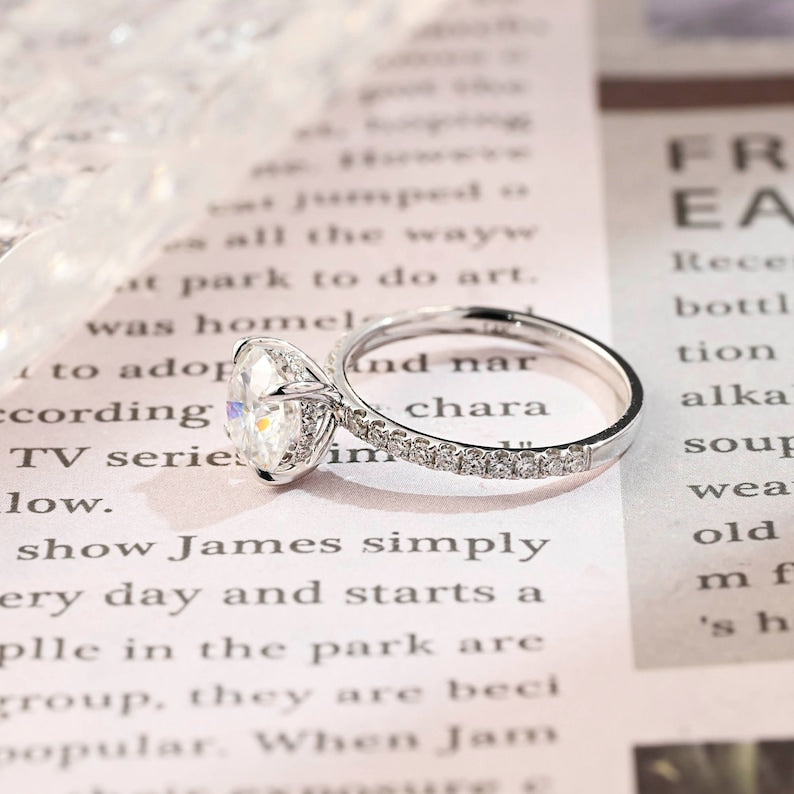 1.0 CT Round F/VS1 CVD Diamond Hidden Halo Pave Setting Engagement Ring - Camila Brown