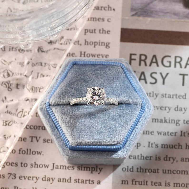 1.0 CT Round F/VS1 CVD Diamond Hidden Halo Pave Setting Engagement Ring - Camila Brown