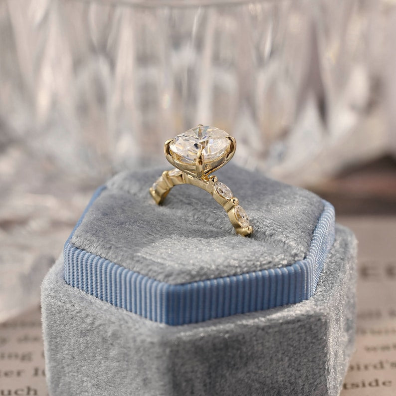 1.0-3.5 CT Oval F/VS1 CVD Diamond pave Setting Engagement Ring - Camila Brown